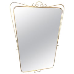 A 1950s Mid-Century Modern Brass Italian Wall Mirror in the Manner of Gio Ponti