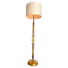 1950s Murano Glass Floor Lamp with Wonderful Golden Yellow Glass Stem and Base