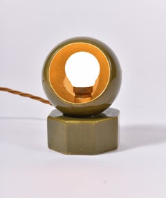 1950s Olive Green Ceramic Veilleuse Lamp