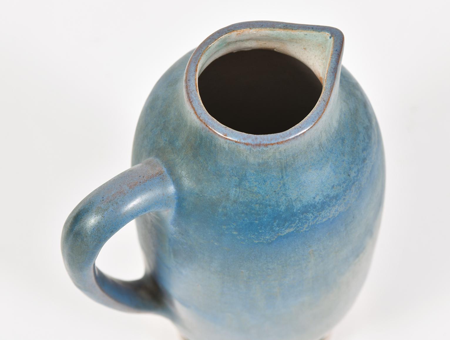 1950s Silver and Blue Ceramic Jug, Spain 1