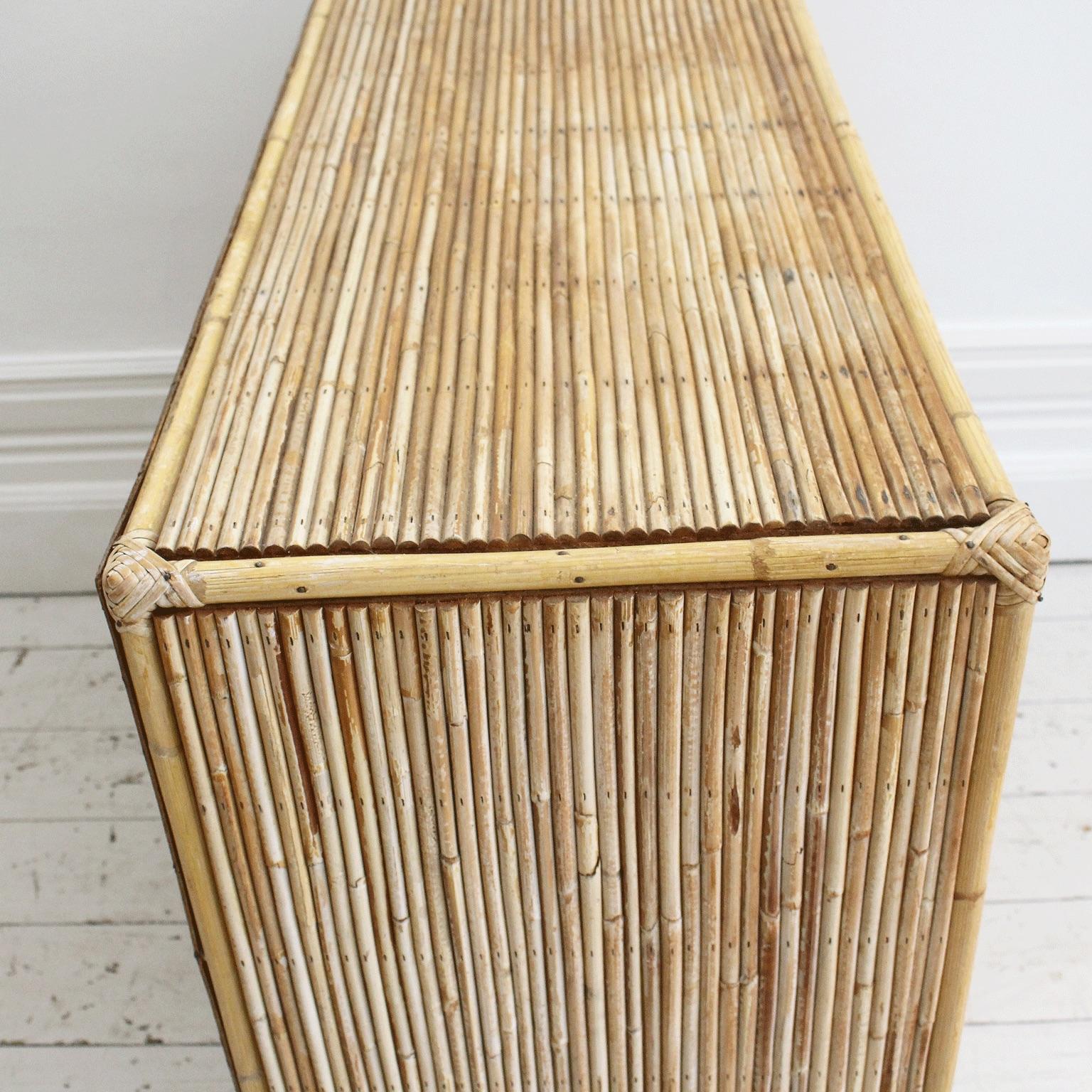 1950s Small Rattan Sideboard Cabinet in the French Riviera Style For Sale 2