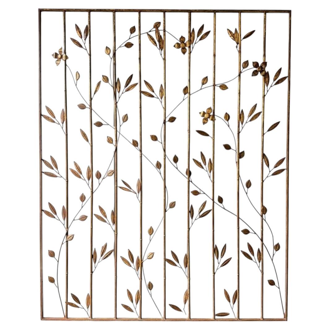 A 1950's Spanish Gilt Metal Decorative Screen For Sale