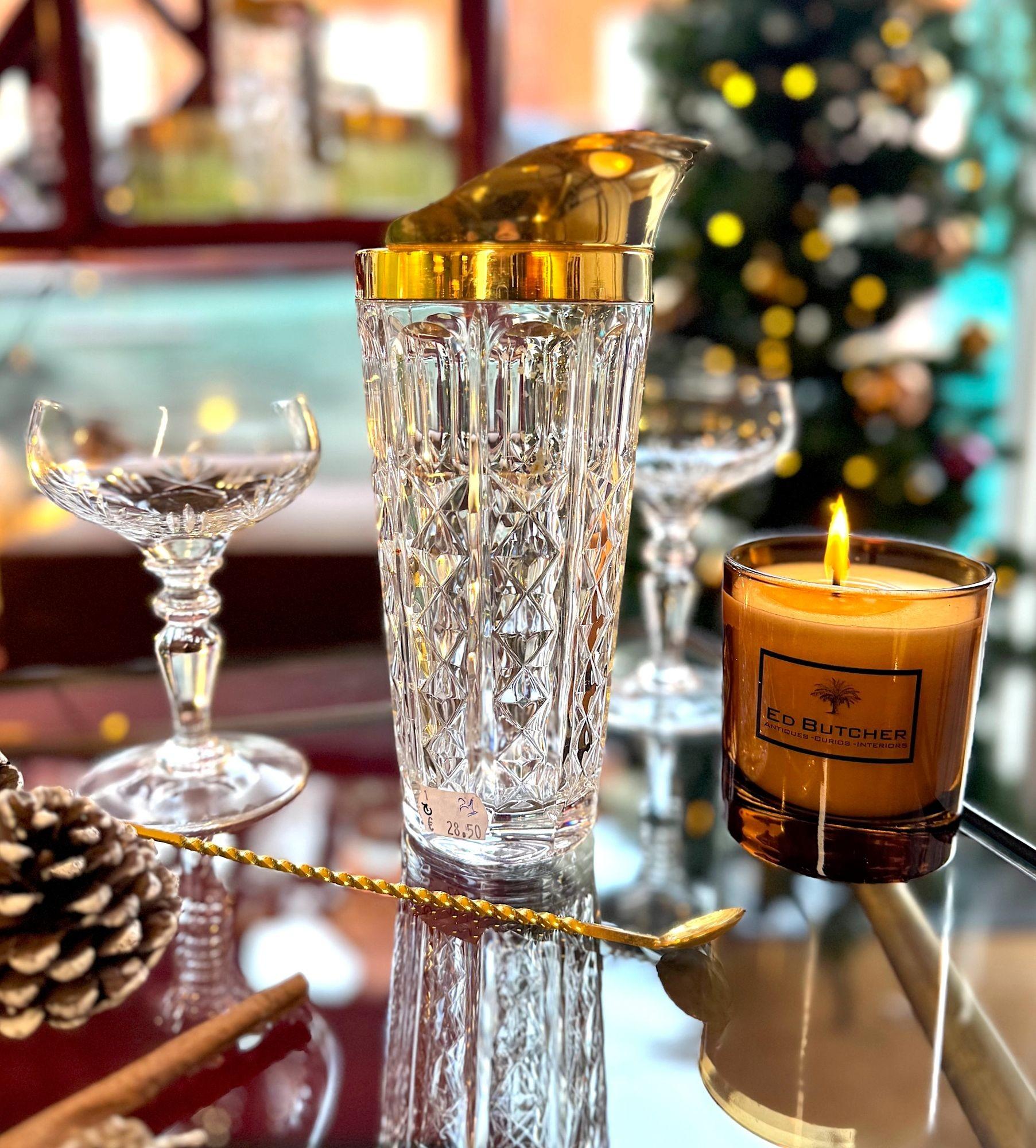 Jarra de cóctel de cristal y chapada en oro de Val Saint Lambert de los años 50 en venta 10