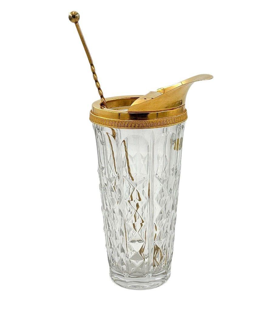 Jarra de cóctel de cristal y chapada en oro de Val Saint Lambert de los años 50 mediados del siglo XX en venta