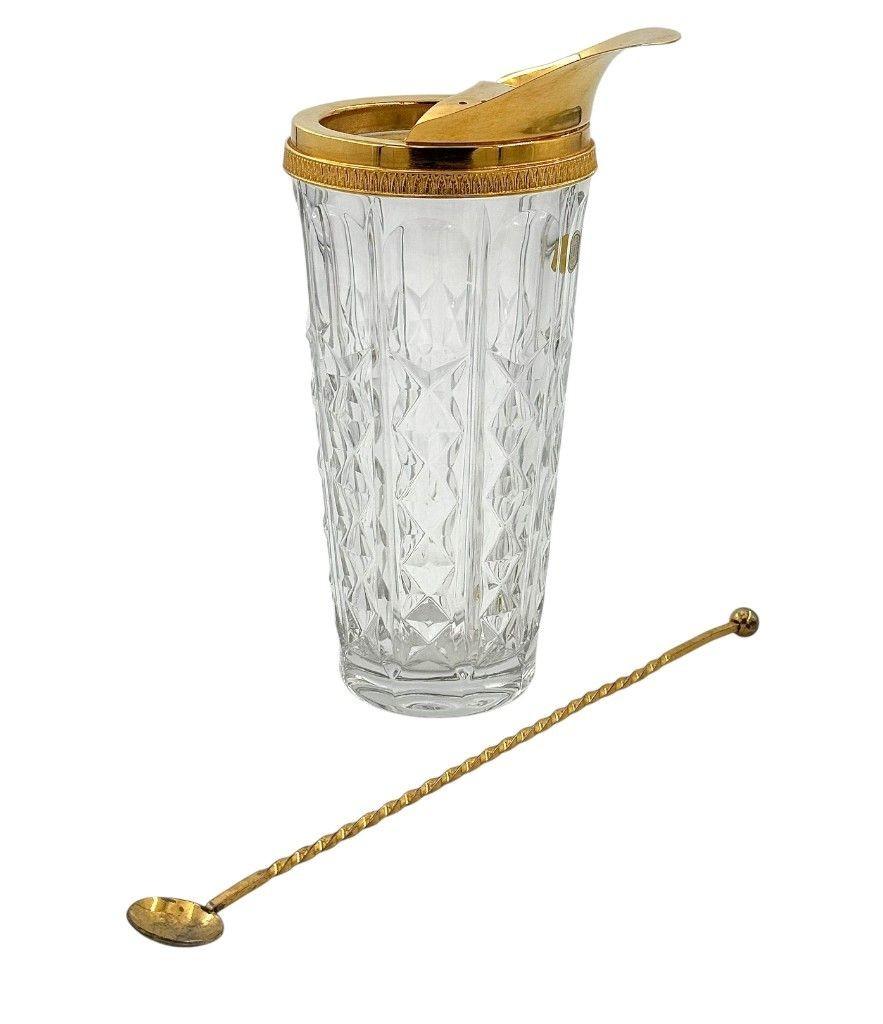 Jarra de cóctel de cristal y chapada en oro de Val Saint Lambert de los años 50 en venta 1