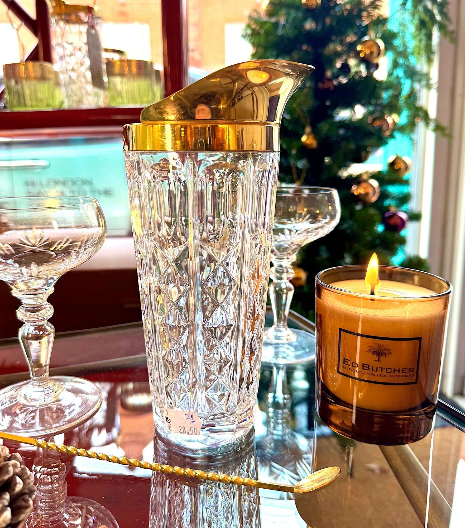 Jarra de cóctel de cristal y chapada en oro de Val Saint Lambert de los años 50 en venta 2