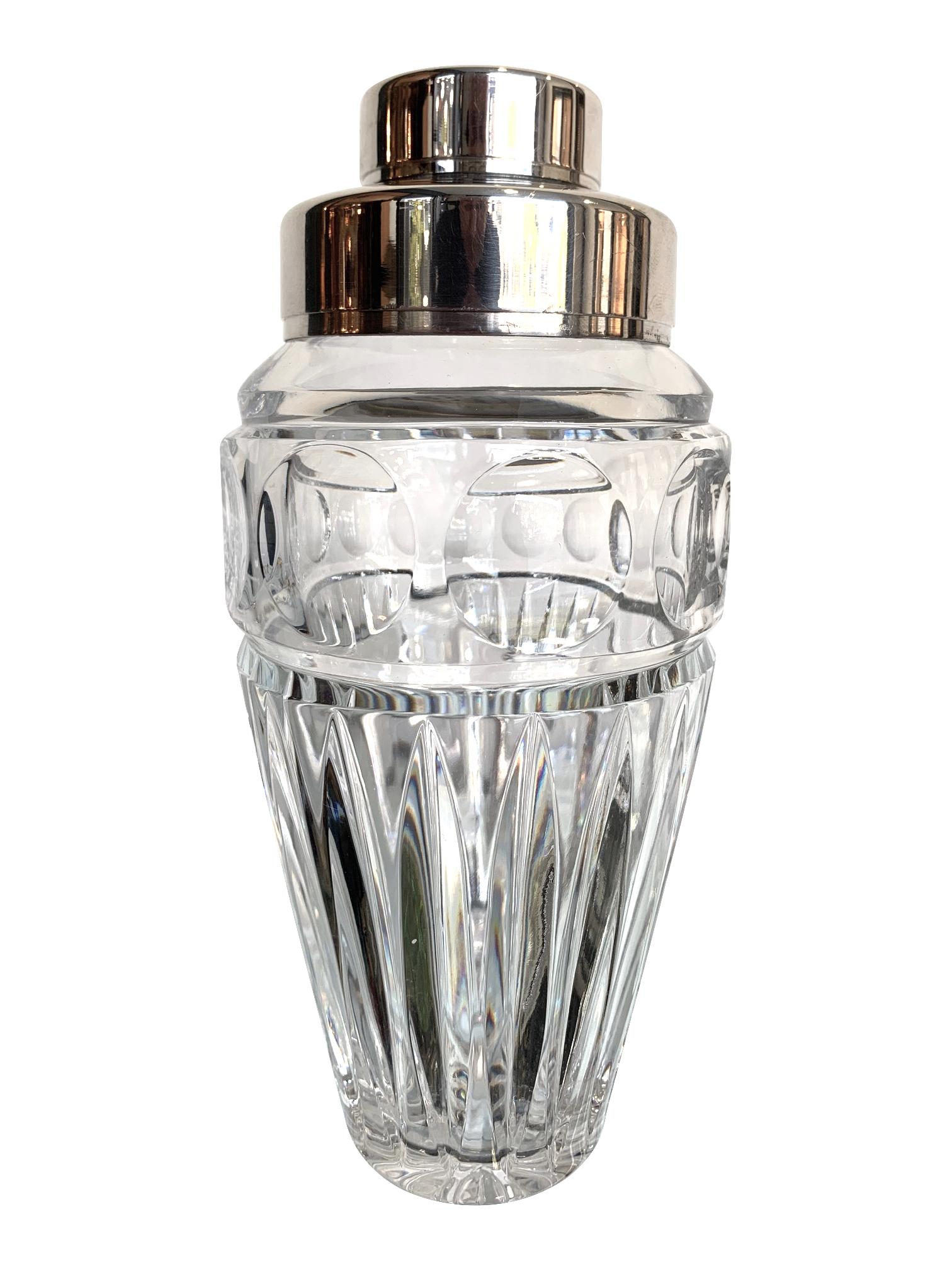 1950s Val Saint Lambert Crystal Cocktail Shaker and Matching Ice Bucket In Good Condition In London, GB