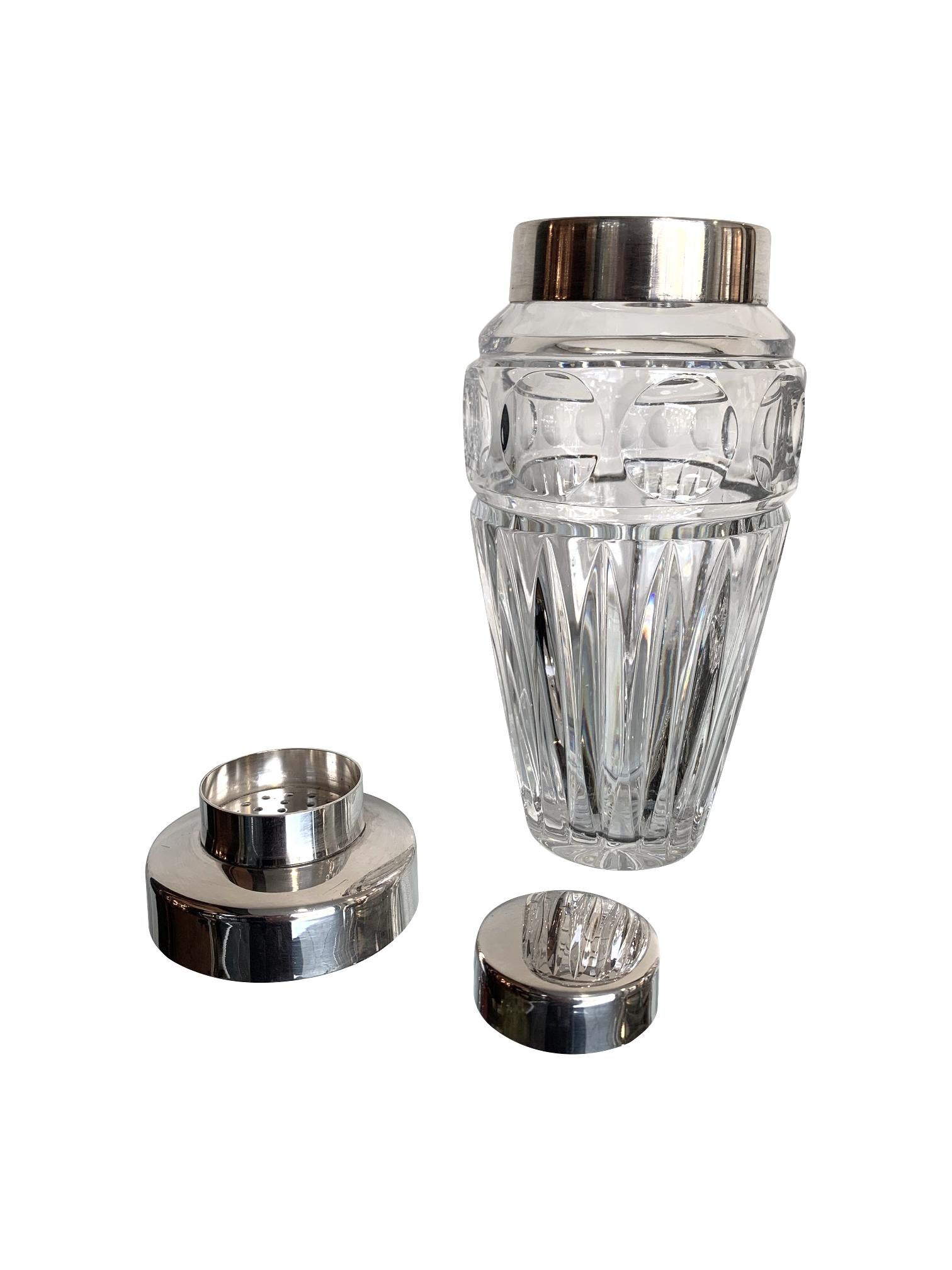 Mid-20th Century 1950s Val Saint Lambert Crystal Cocktail Shaker and Matching Ice Bucket