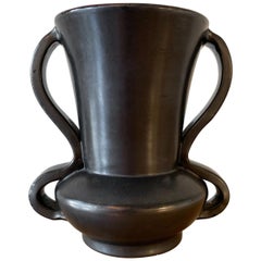 1950s Vallauris Black Ceramic Vase