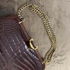 A 1950s Vintage Brown Leather Italian Clutch Bag