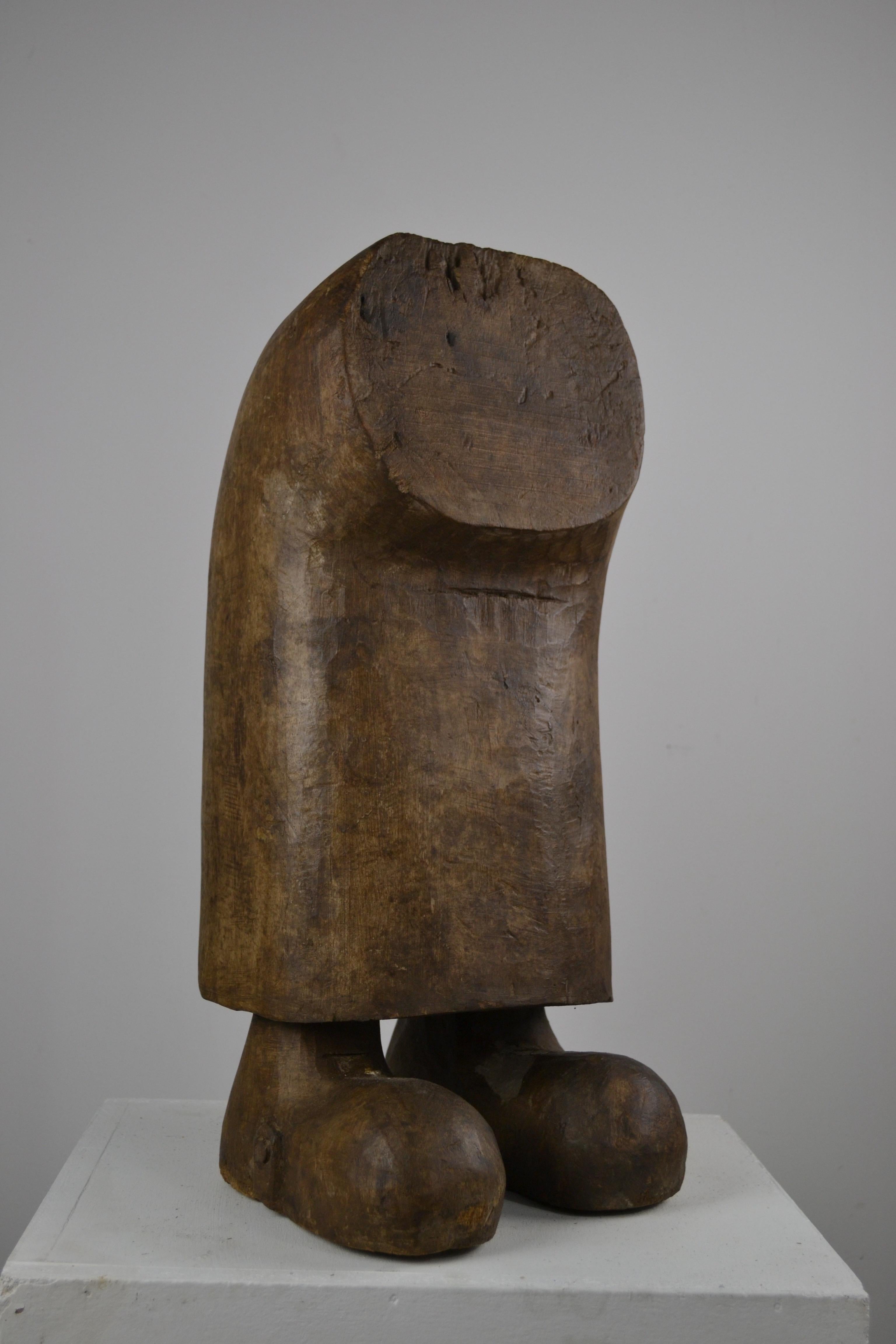 Mid-20th Century A 1950s Wooden abstract Sculpture - Naïve Style, Monoxylous.