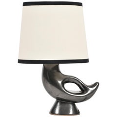 1950s Zoomorphic Black Ceramic Lamp