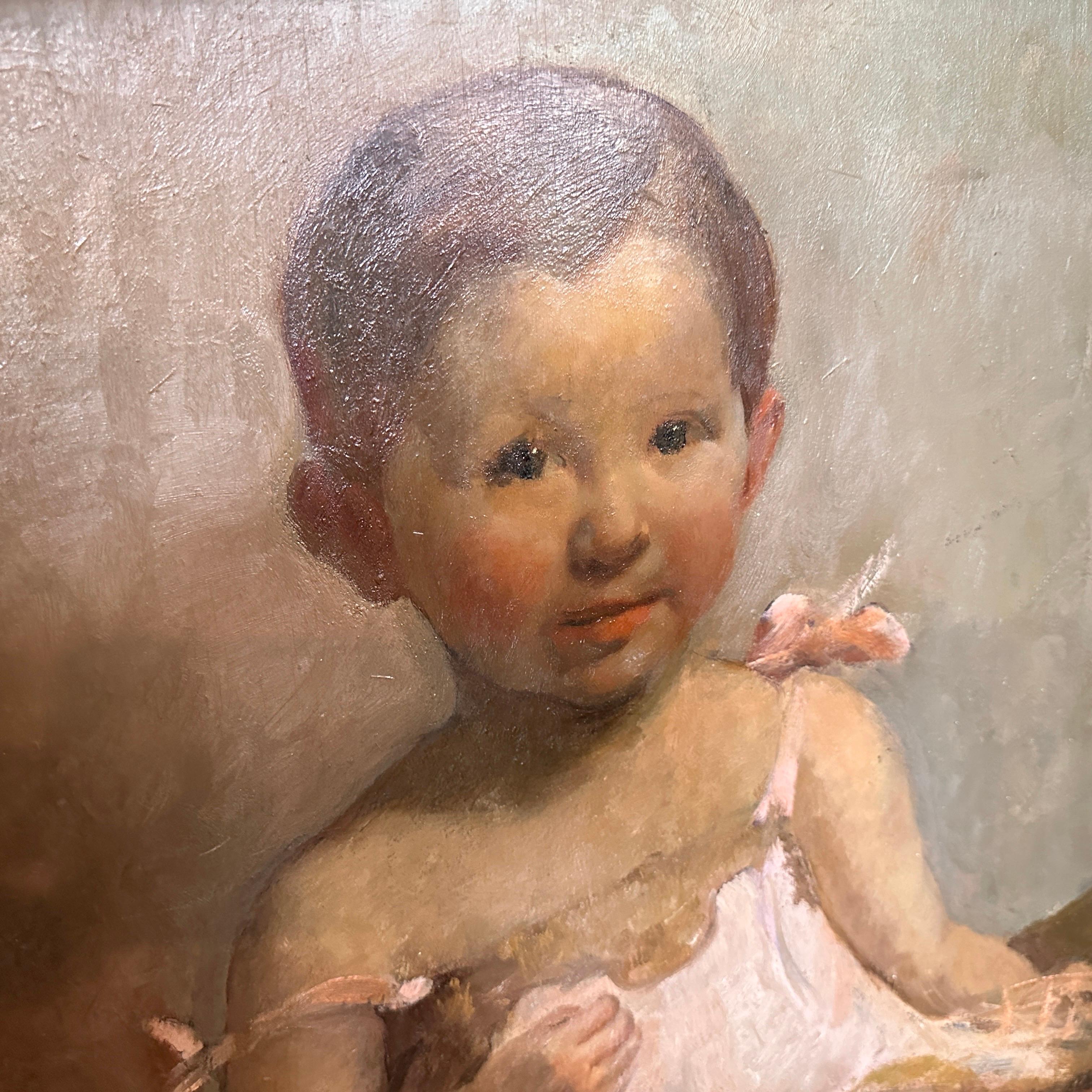 A 1952 Italian Portrait of a Little Girl Painted by Lucia Bassani 6