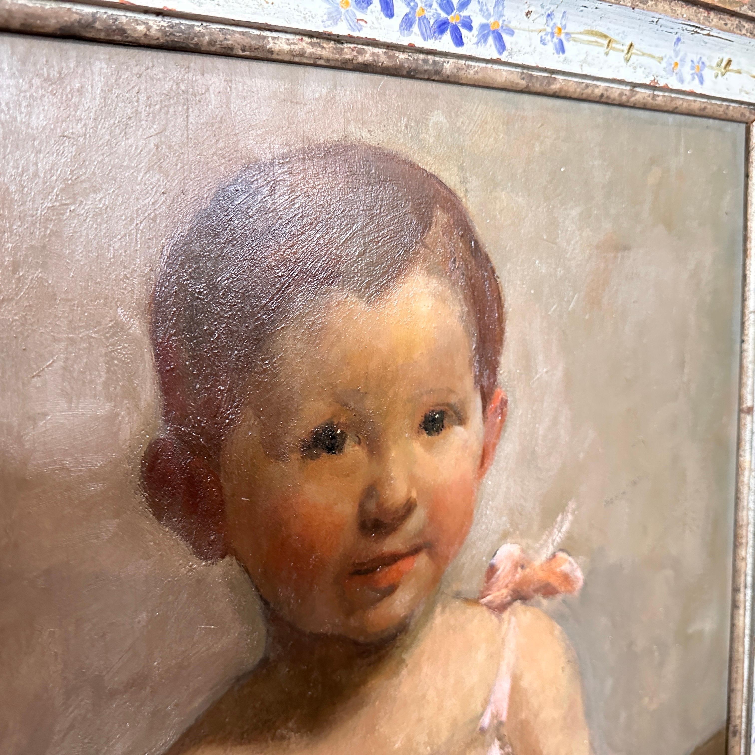 A 1952 Italian Portrait of a Little Girl Painted by Lucia Bassani 10
