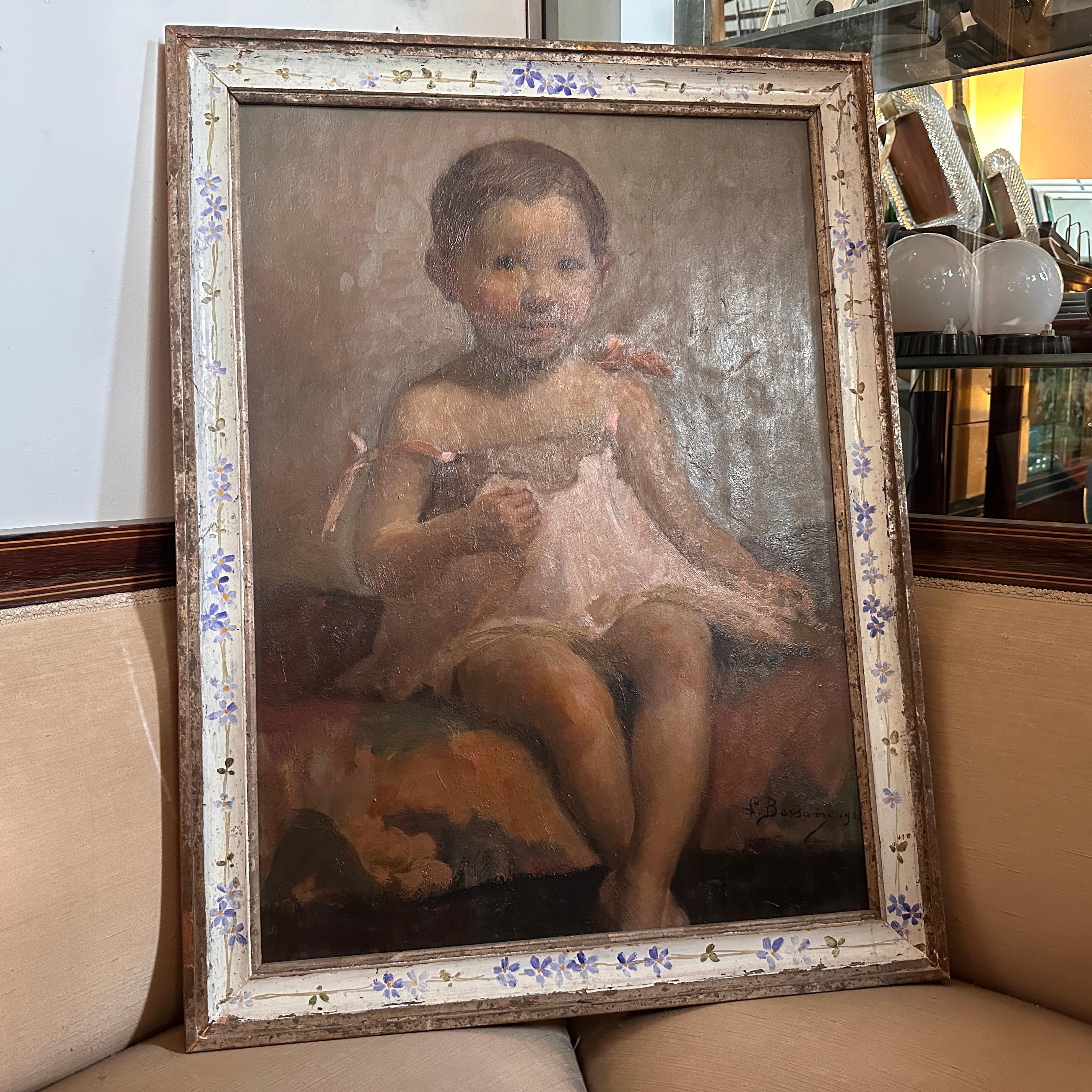 Expressionist A 1952 Italian Portrait of a Little Girl Painted by Lucia Bassani