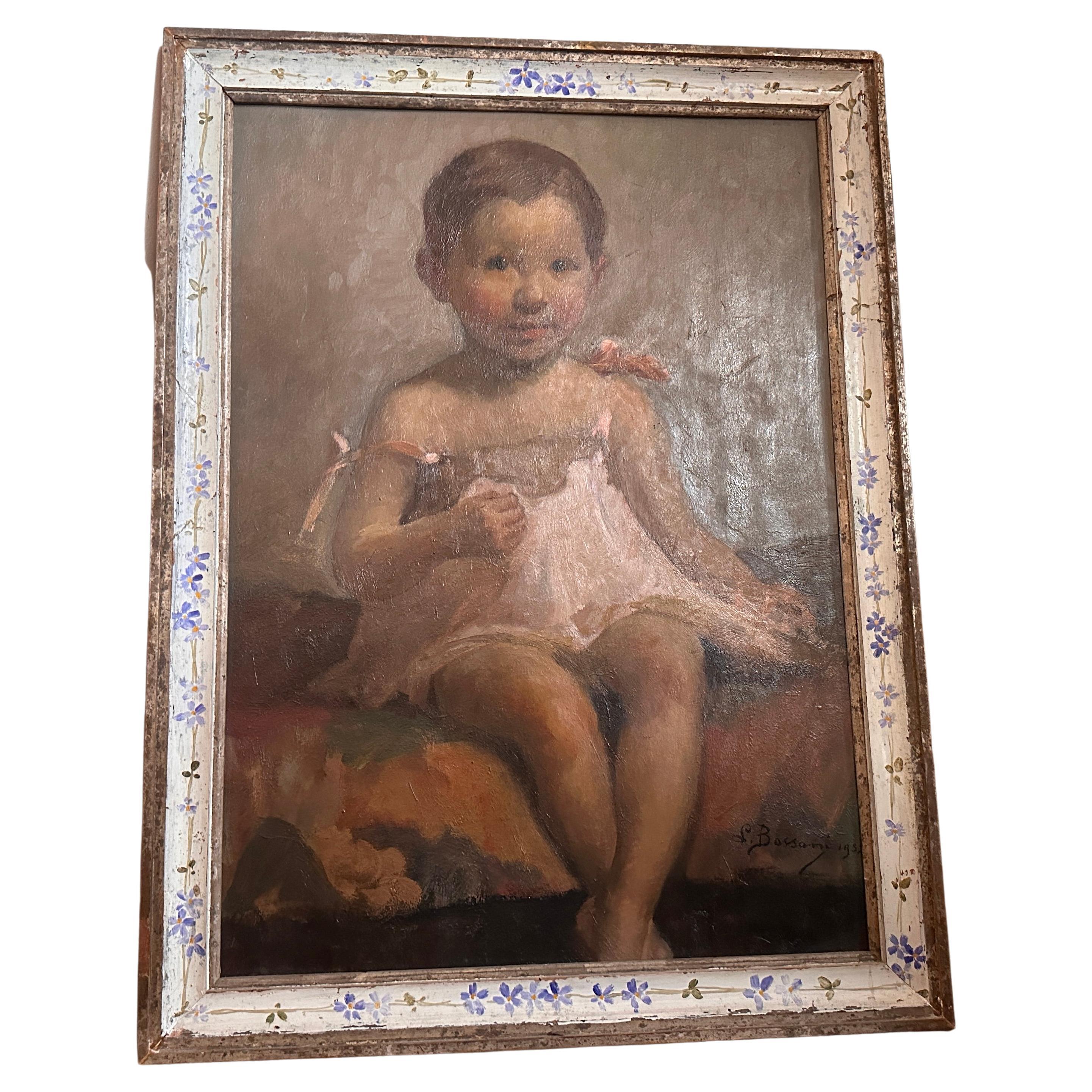A 1952 Italian Portrait of a Little Girl Painted by Lucia Bassani