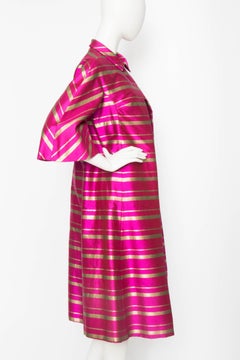 A 1960 Vintage Jean Voigt Pink Silk and Gold Lurex Opera Coat