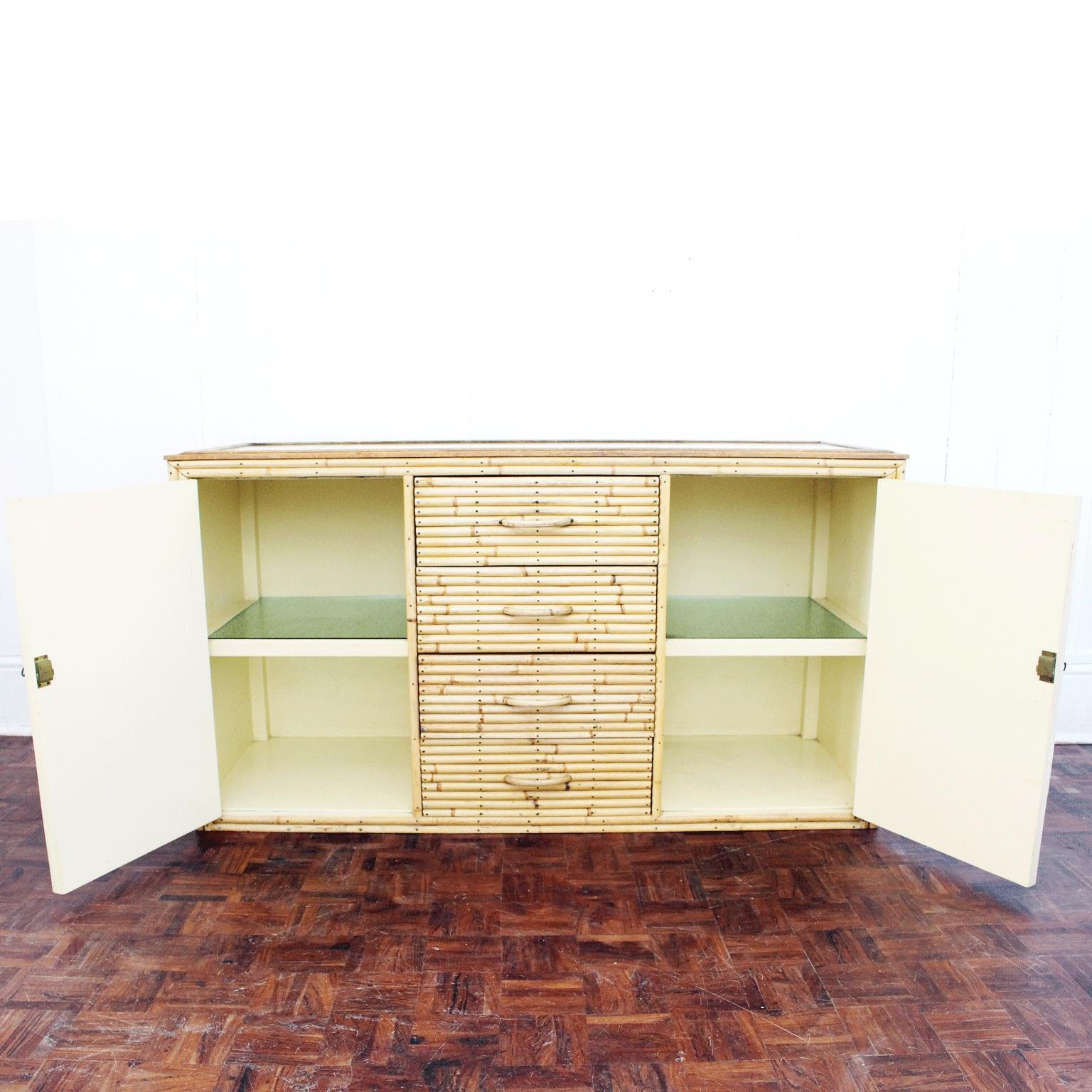 1960s Bamboo and Glass Sideboard in the Style of Gabriella Crespi 5