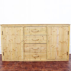 1960s Bamboo and Glass Sideboard in the Style of Gabriella Crespi