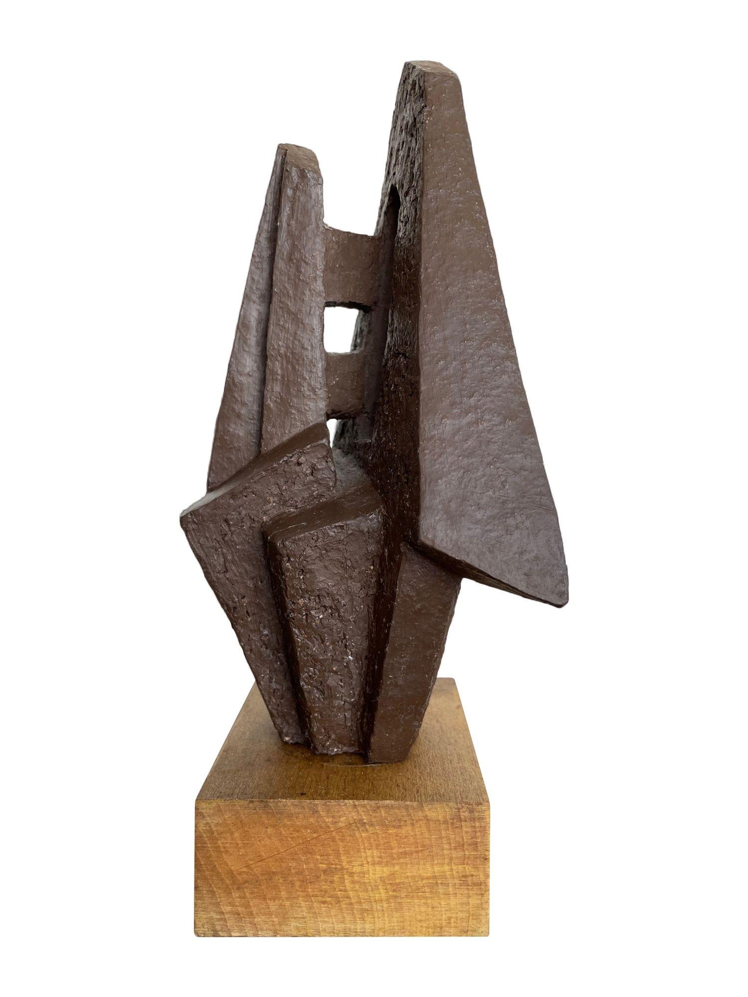 A 1960s Belgian ceramic abstact sculpture with bronze textured style finish For Sale 7