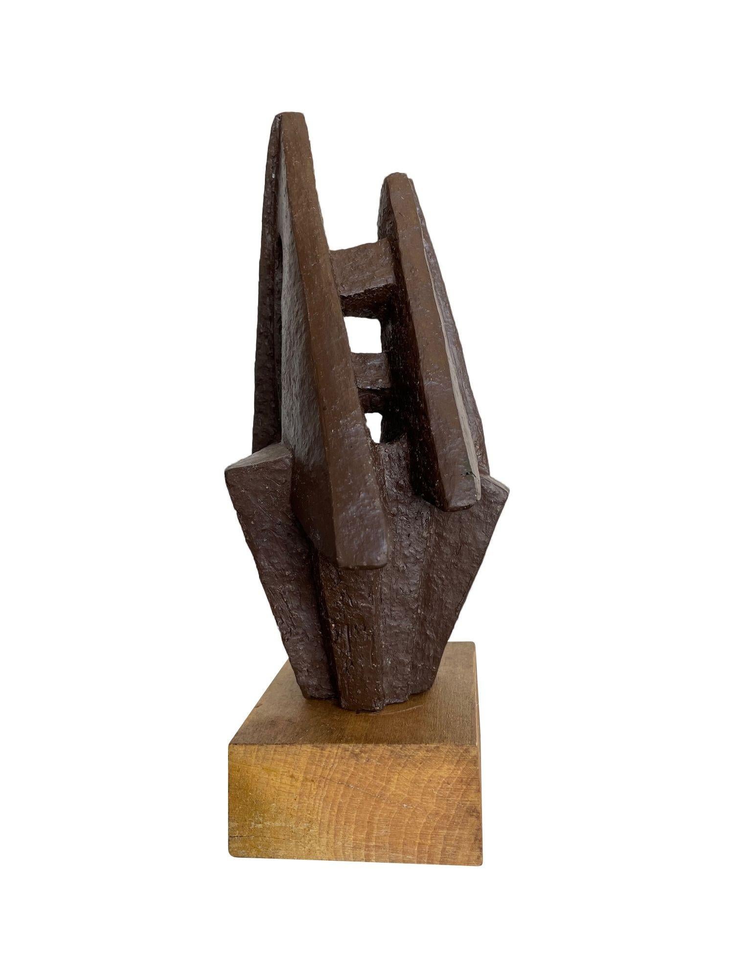 Mid-20th Century A 1960s Belgian ceramic abstact sculpture with bronze textured style finish For Sale