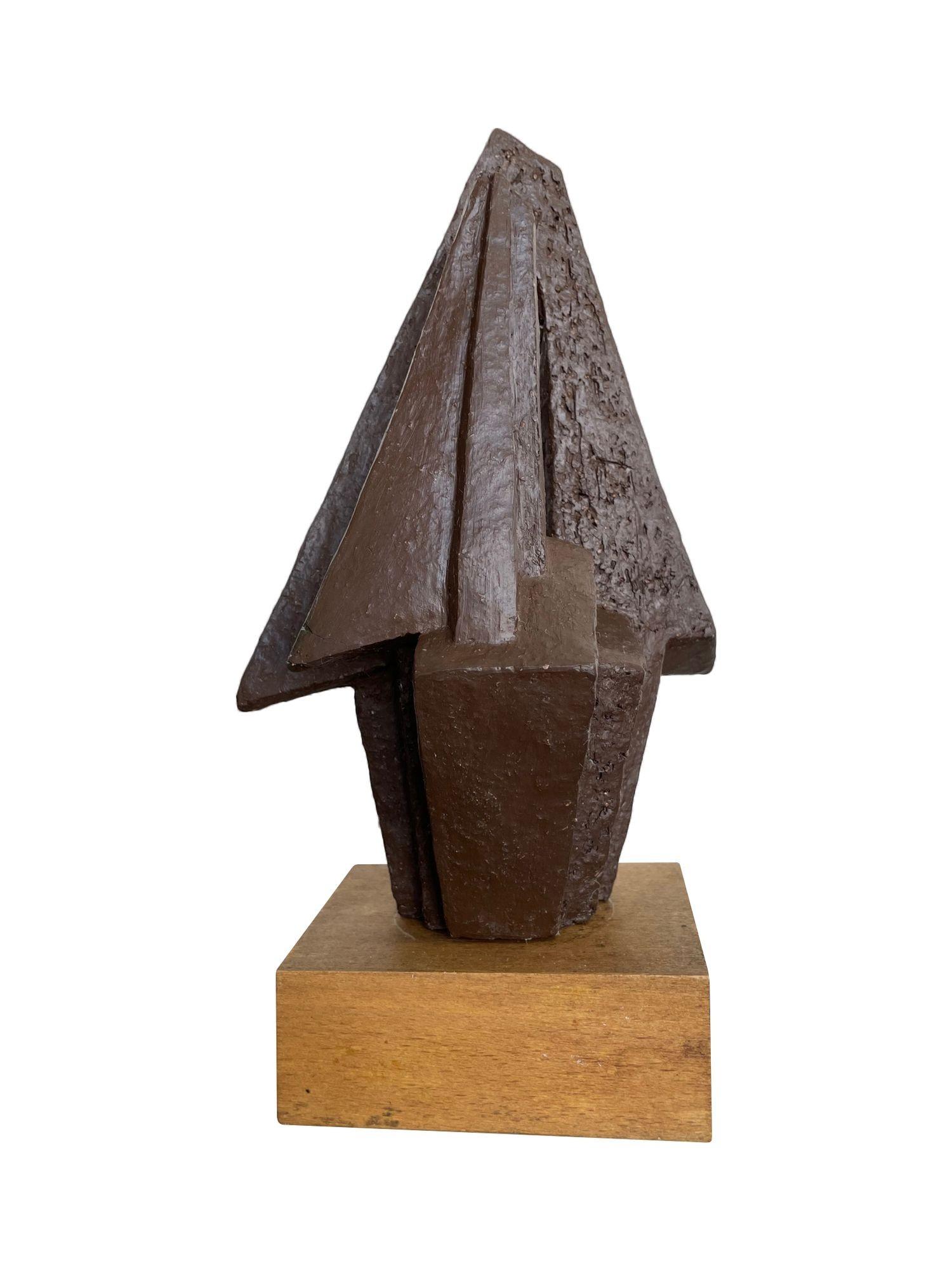 A 1960s Belgian ceramic abstact sculpture with bronze textured style finish For Sale 3