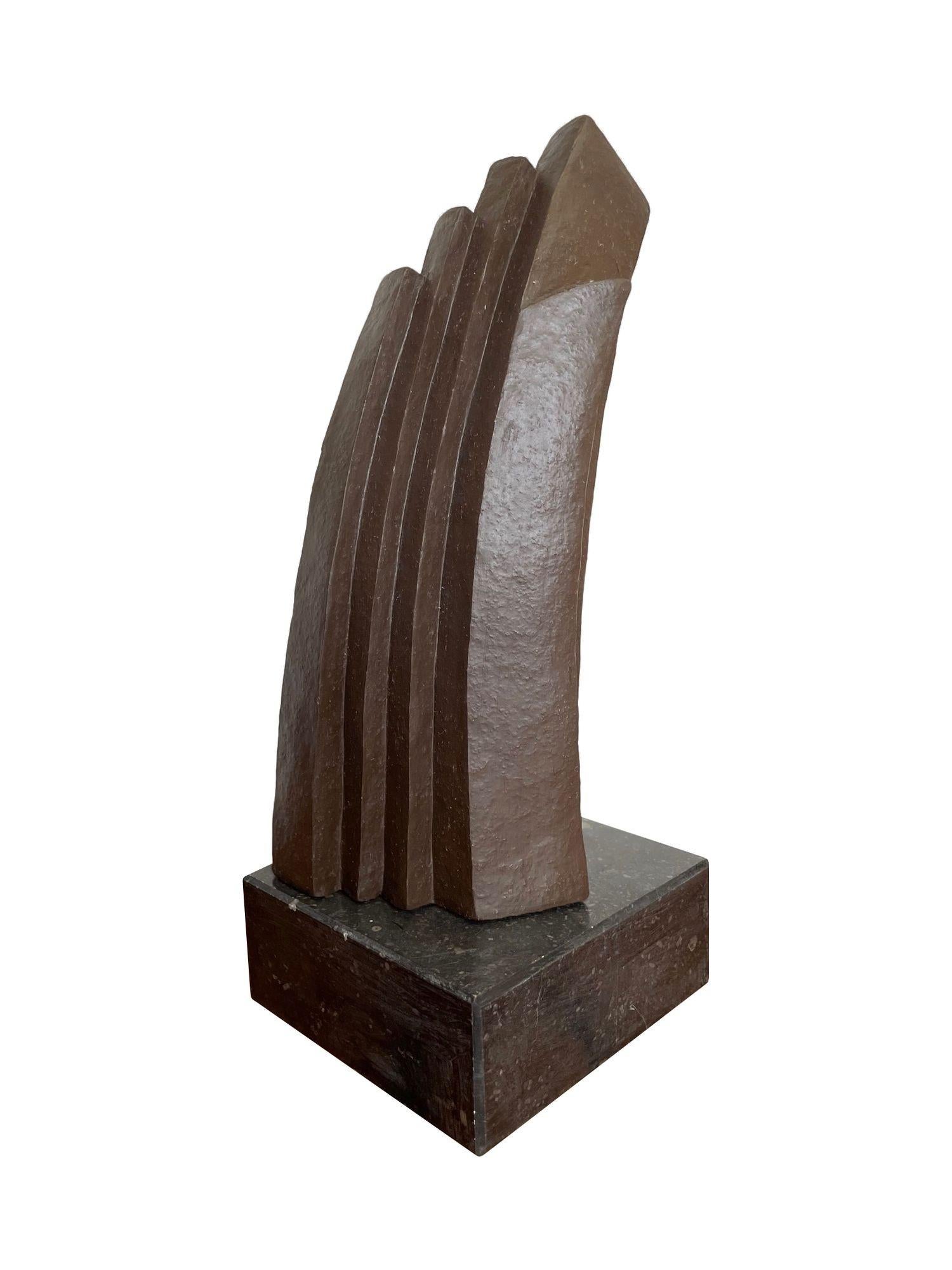 Ceramic A 1960s Belgian ceramic abstract sculpture with bronze textured finish. For Sale
