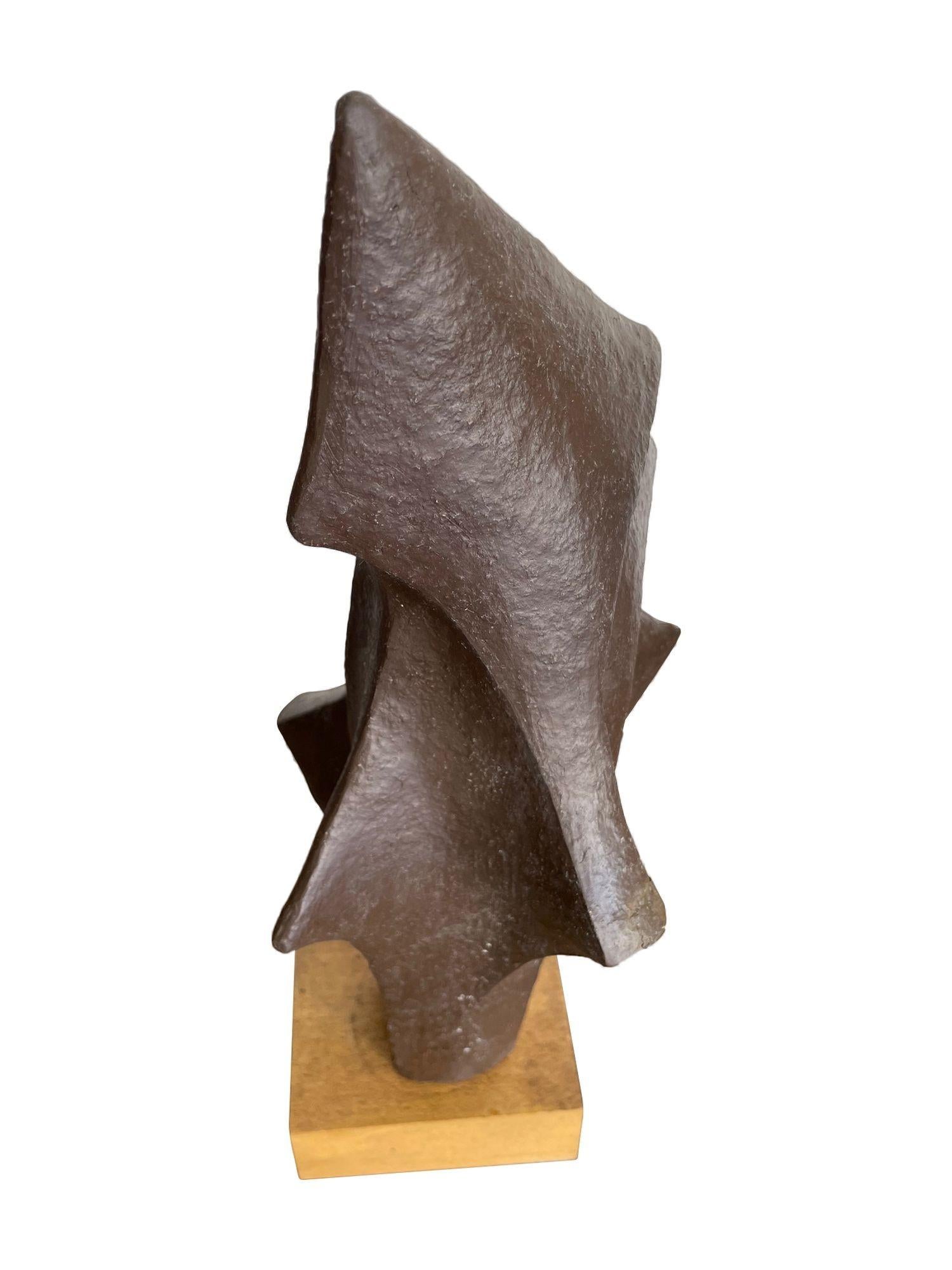 A 1960s Belgian ceramic abstract sculpture with bronze textured style finish For Sale 4