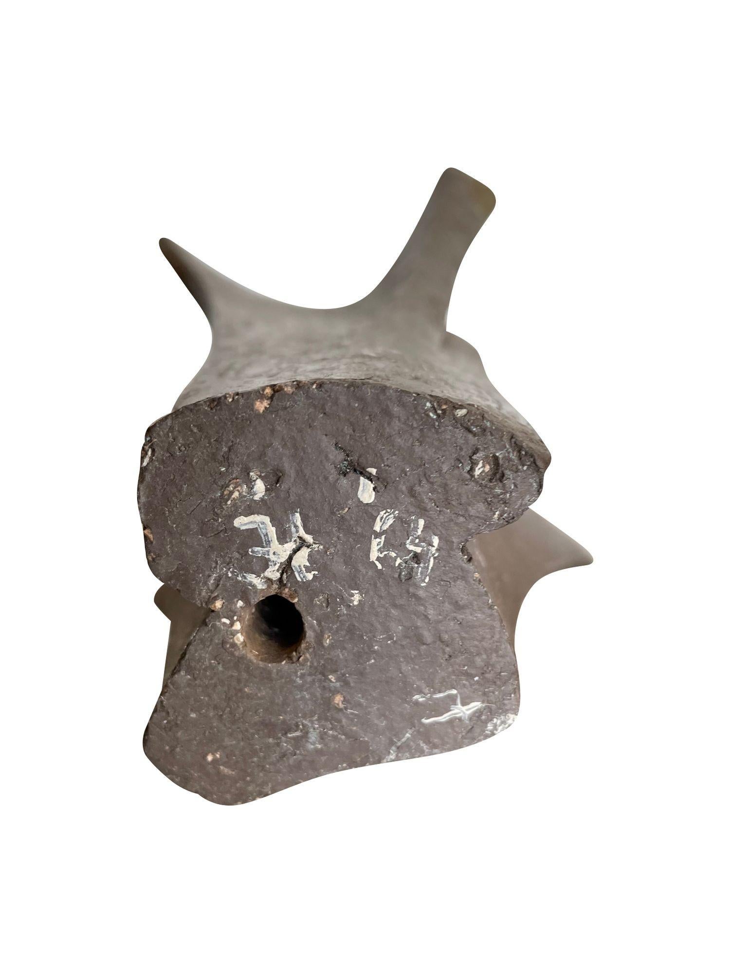 A 1960s Belgian ceramic abstract sculpture with bronze textured style finish For Sale 6