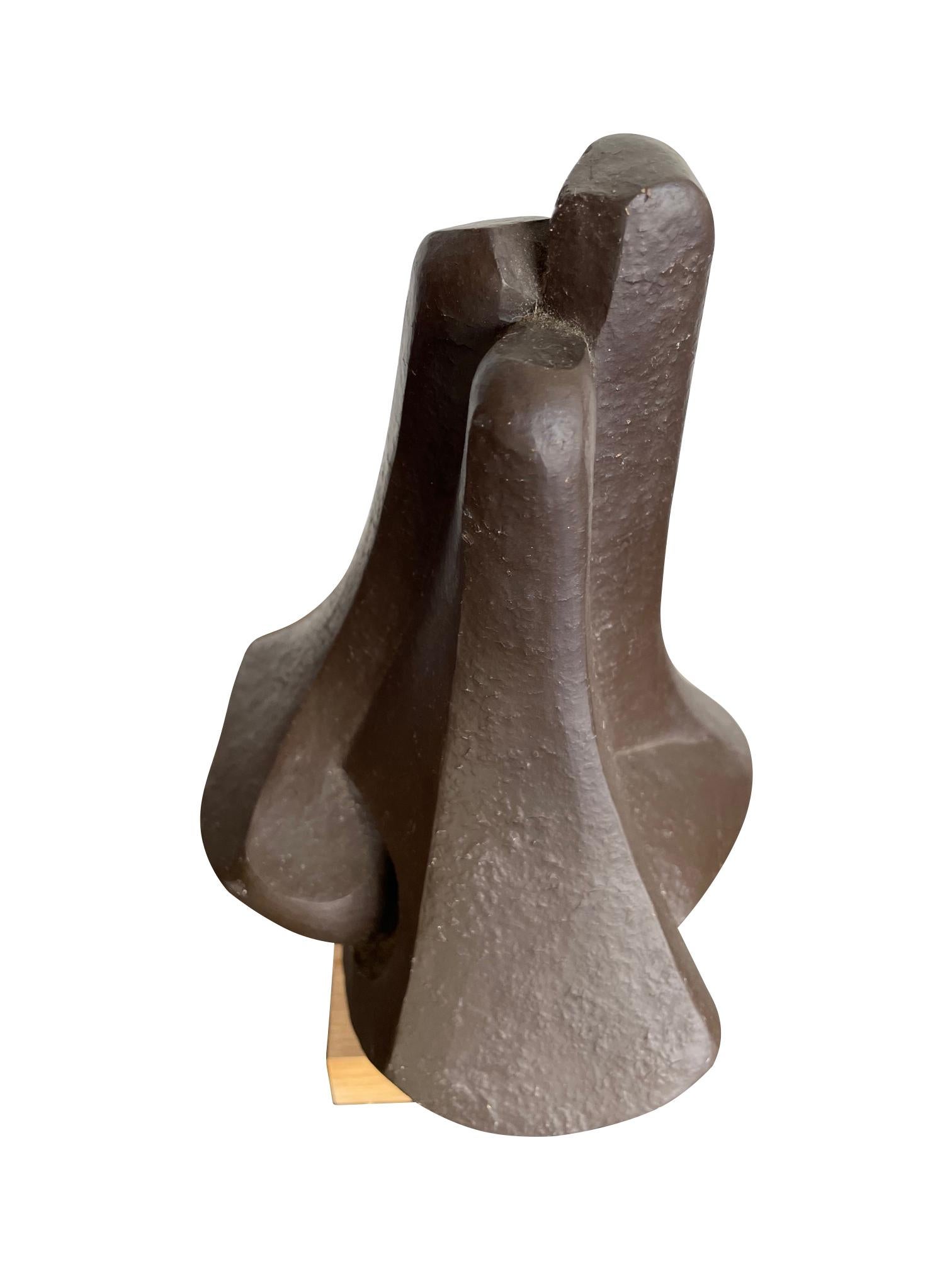 Mid-20th Century 1960s Belgian Ceramic Abstract Sculpture with Bronze Textured Style Finish