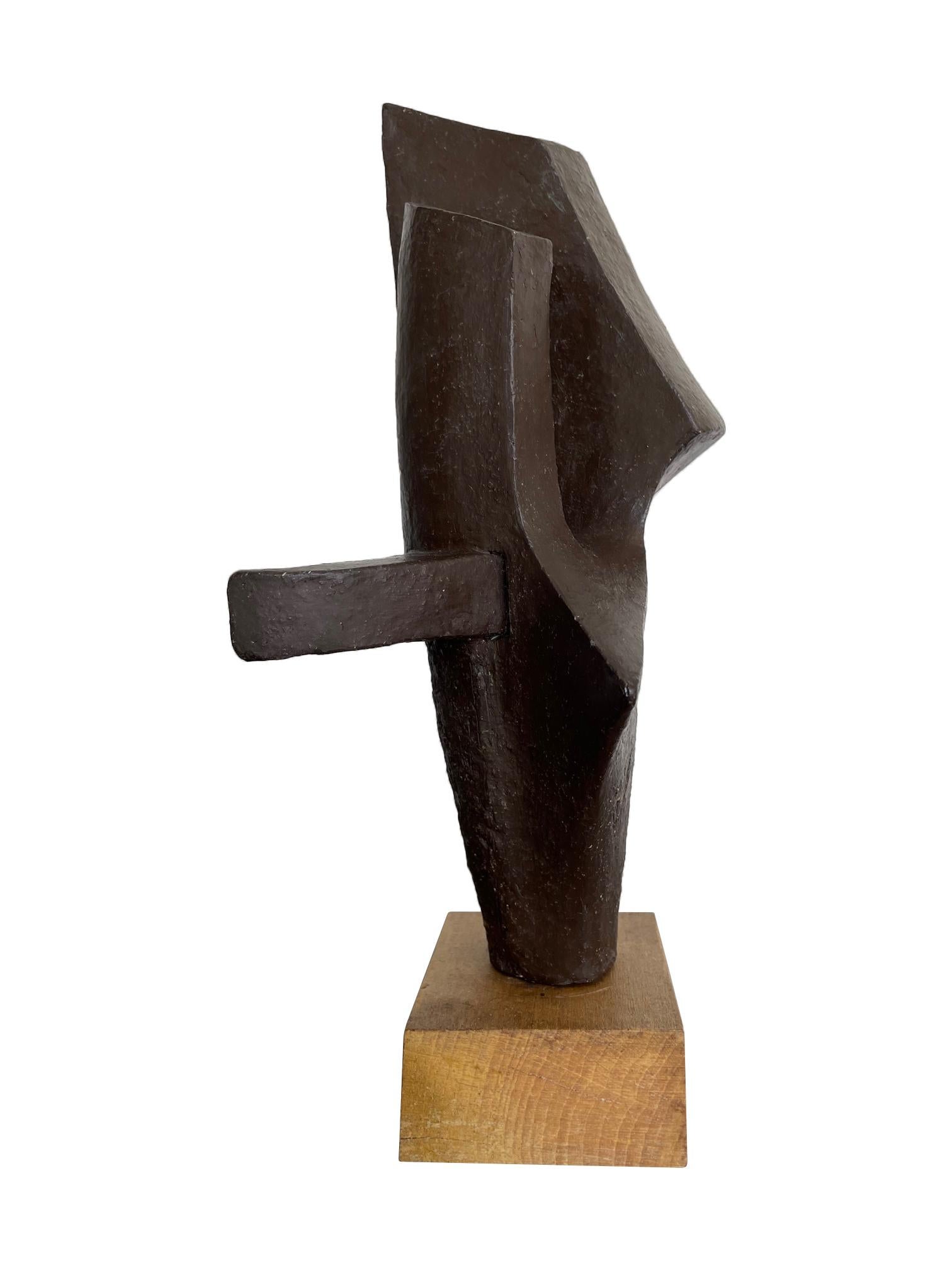 Mid-20th Century 1960s Belgian Ceramic Abstract Sculpture with Bronze Textured Style Finish