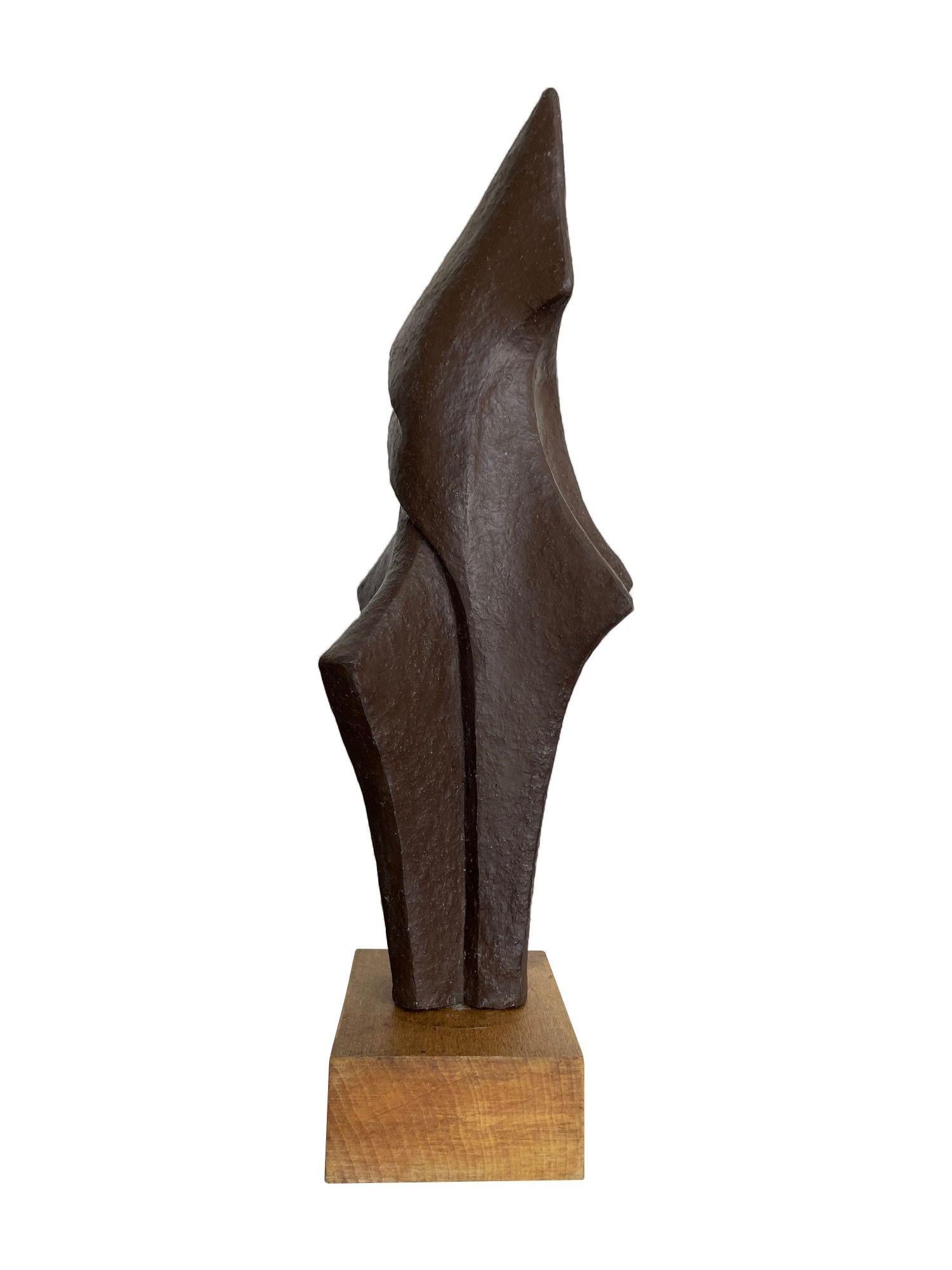 Mid-20th Century A 1960s Belgian ceramic abstract sculpture with bronze textured style finish For Sale