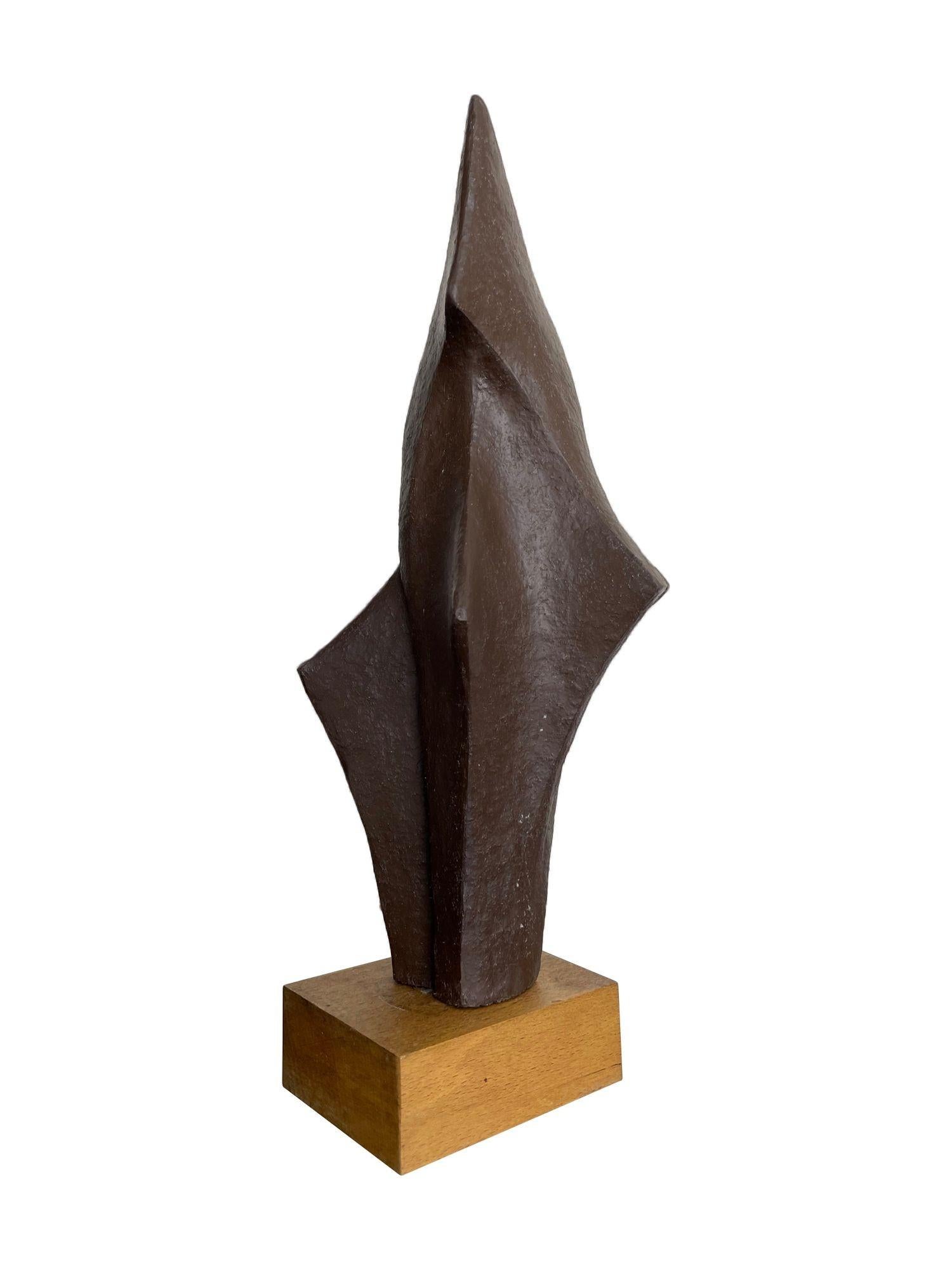 Ceramic A 1960s Belgian ceramic abstract sculpture with bronze textured style finish For Sale