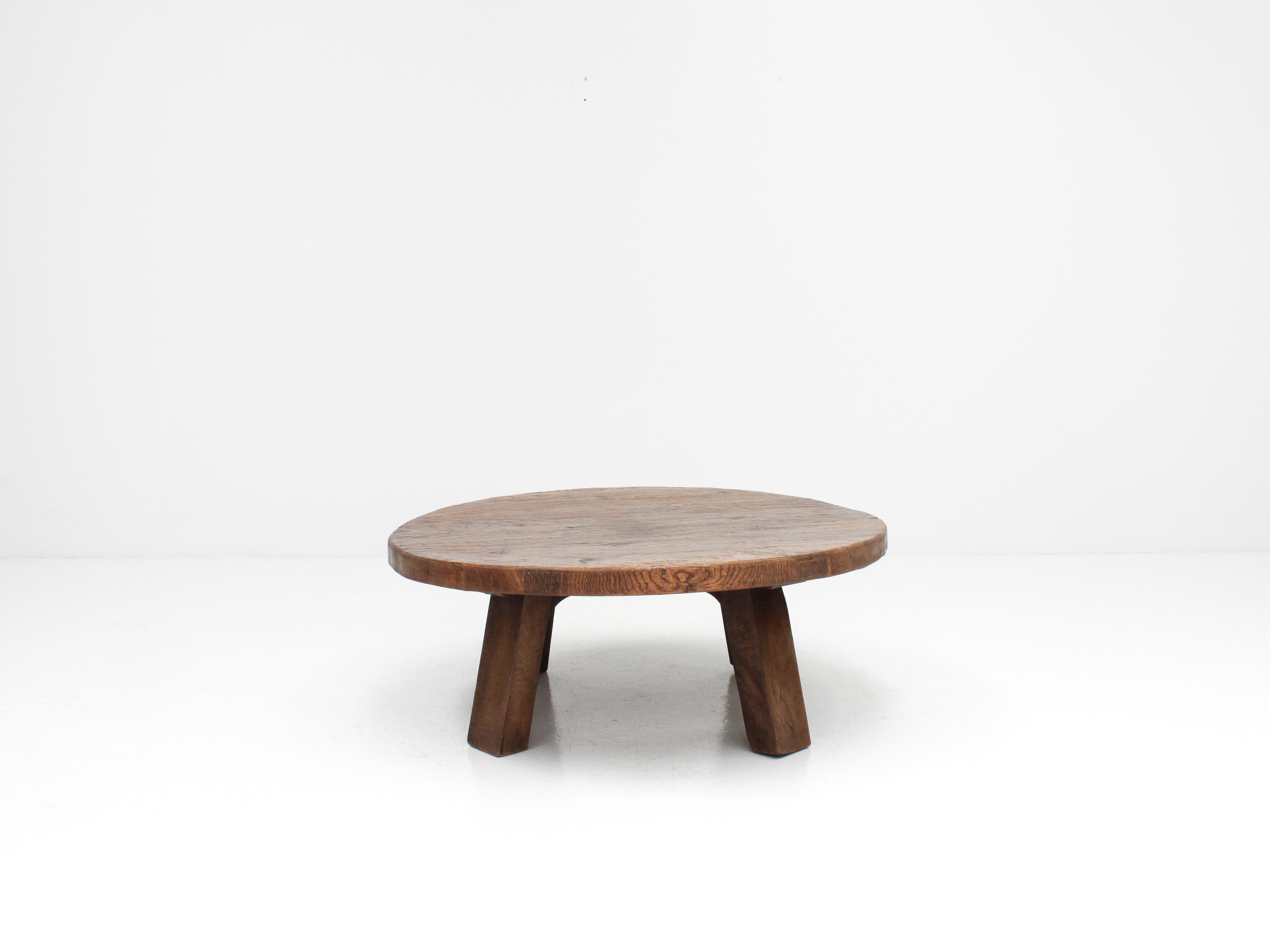 20th Century 1960s Brutalist Rustic Solid Oak French Coffee Table