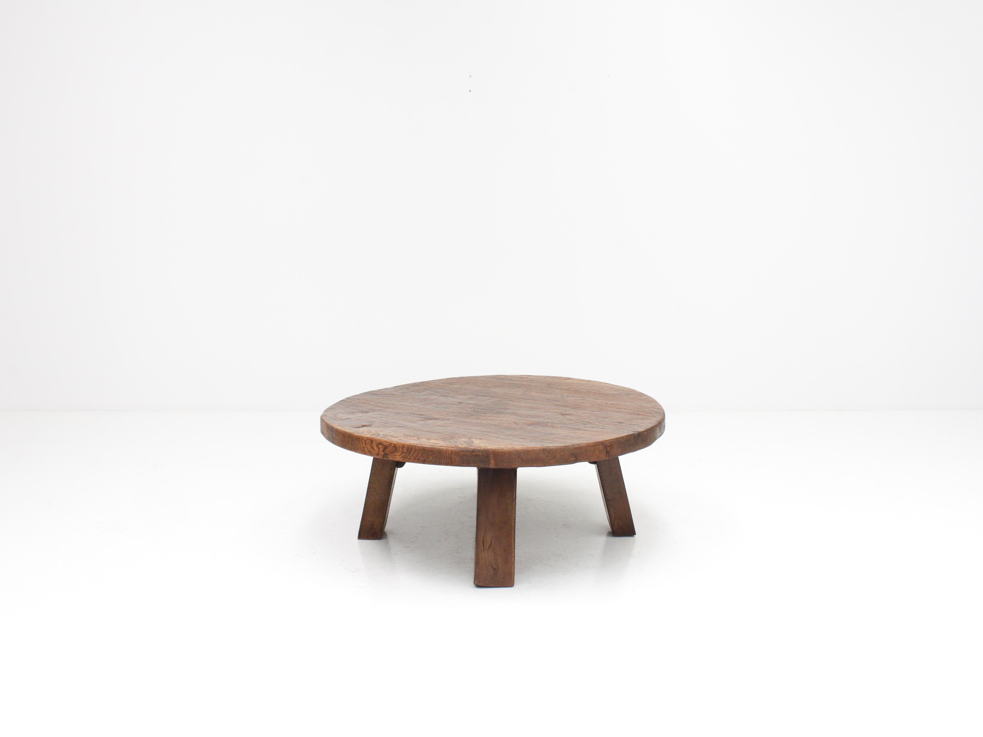 1960s Brutalist Rustic Solid Oak French Coffee Table 2