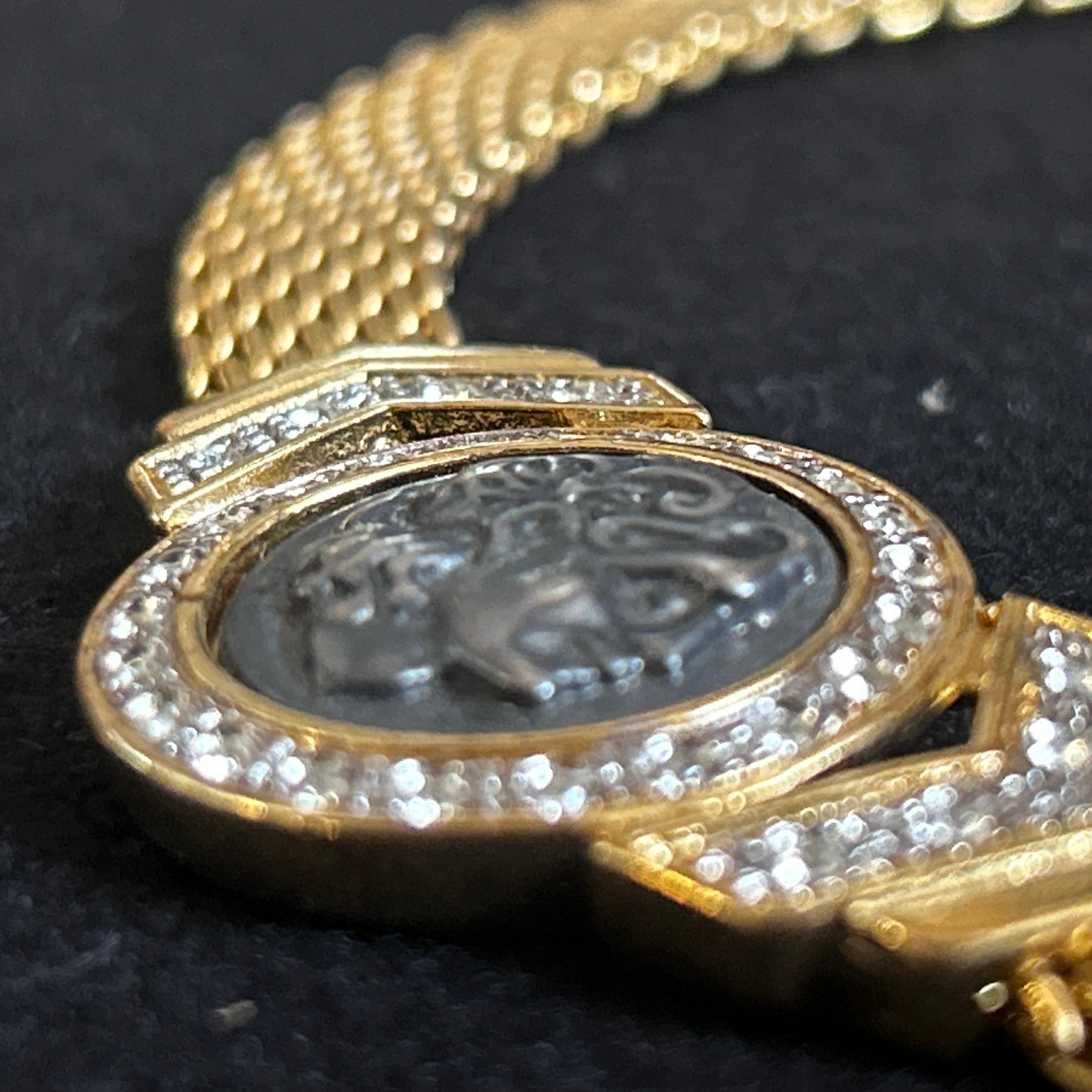 Modern A 1960s Bulgari Style Golden Mesh Choker Necklace