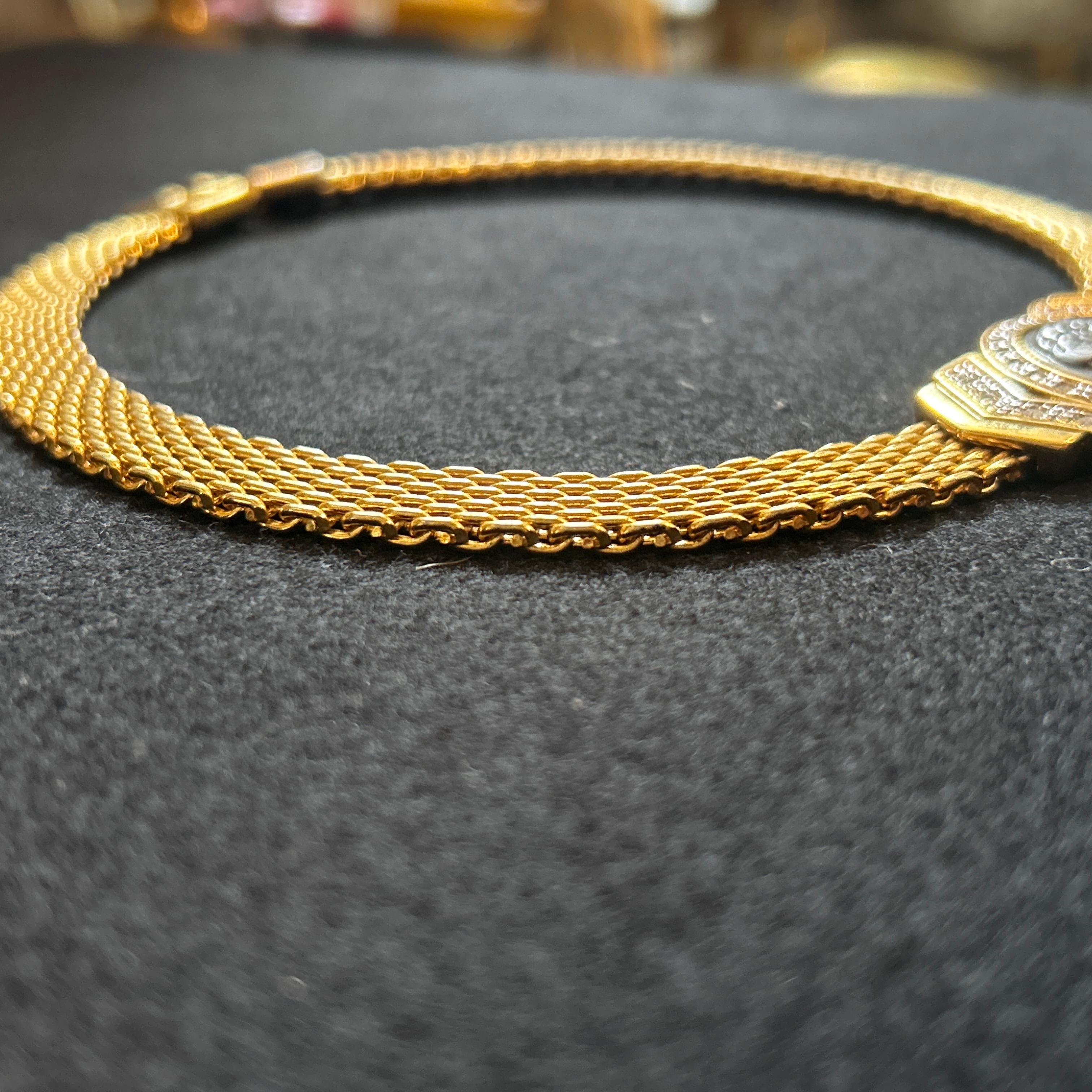 Women's A 1960s Bulgari Style Golden Mesh Choker Necklace