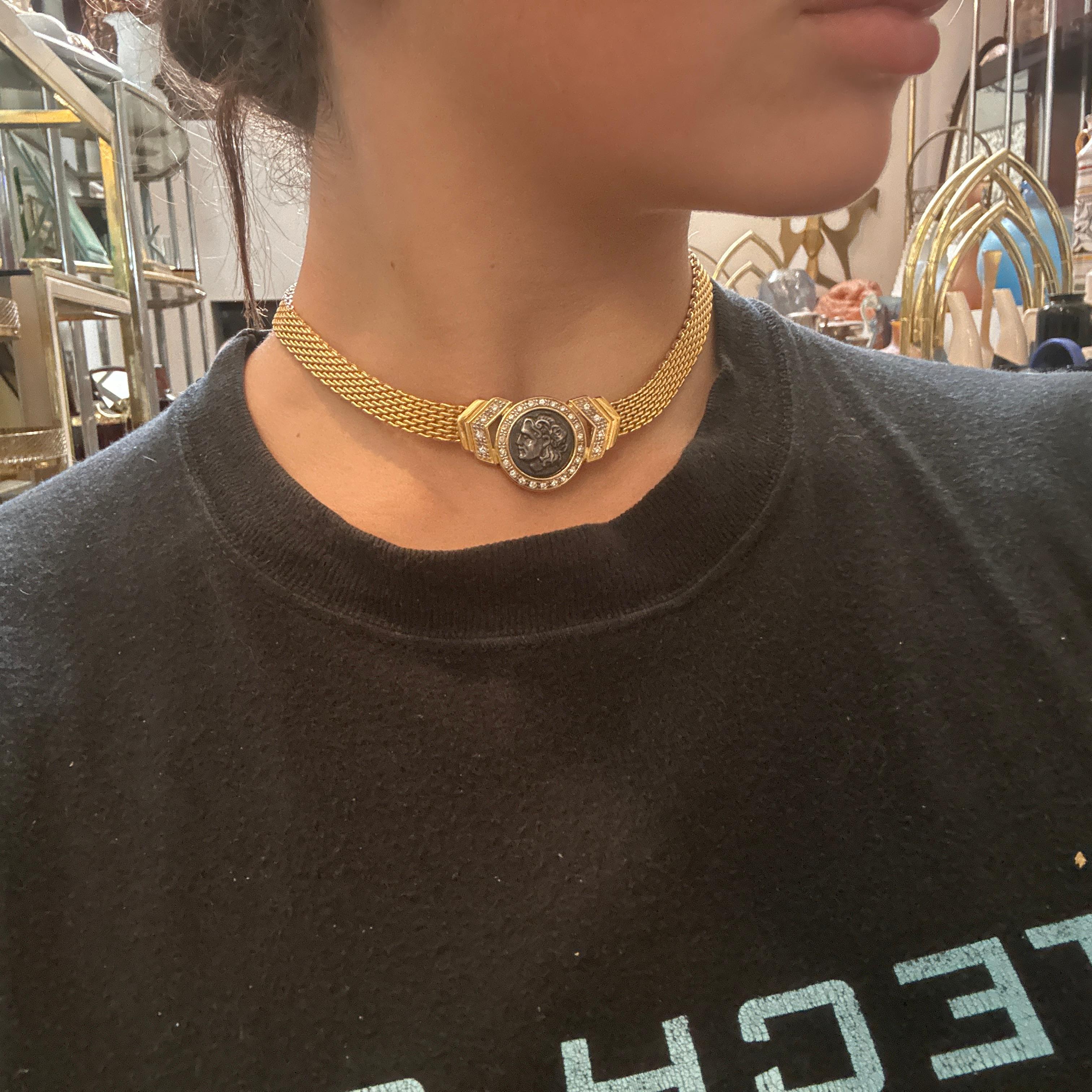A 1960s Bulgari Style Golden Mesh Choker Necklace 4