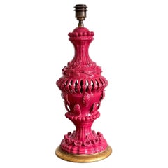 A 1960's Casa Pupo Manises Pink Ceramic Table Light
