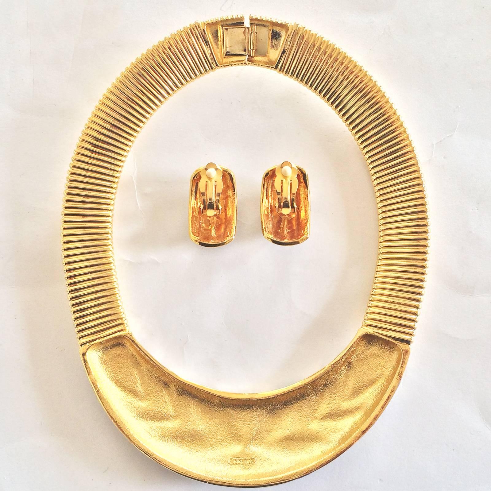 Modern A 1960s Couture necklace and matching earrings by Nina Ricci