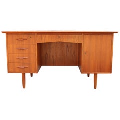 1960s Danish Teak Cross Banded Desk Bookcase Back