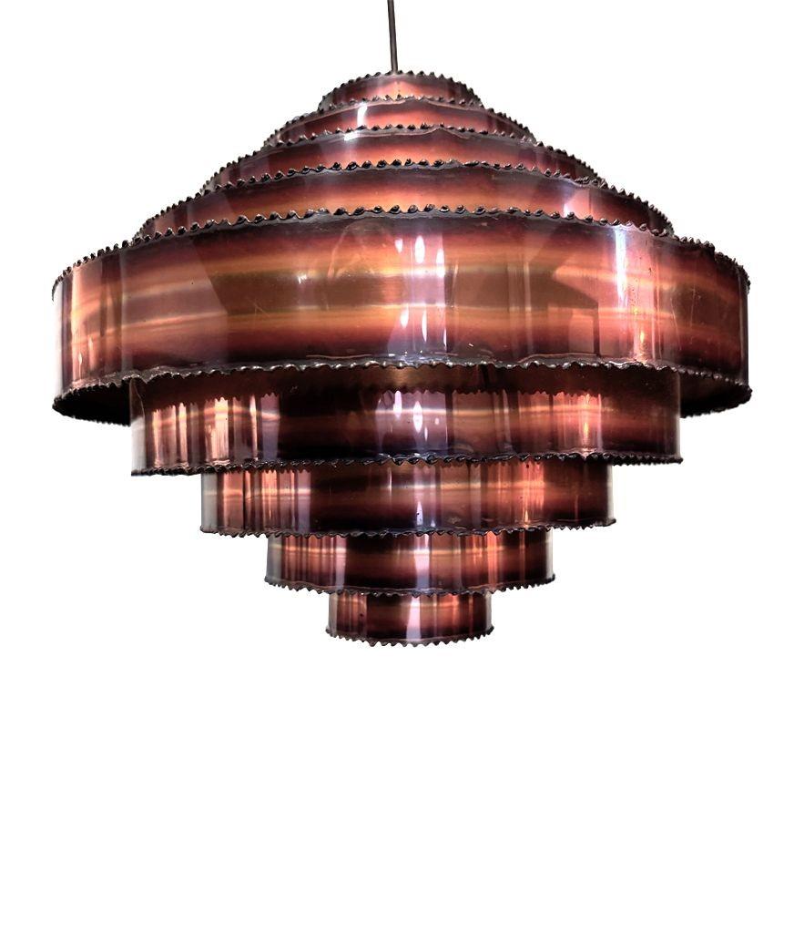 Lámpara colgante danesa de cobre tallado con soplete de la década de 1960, obra de Svend Aage Holm Sorensen en venta 4