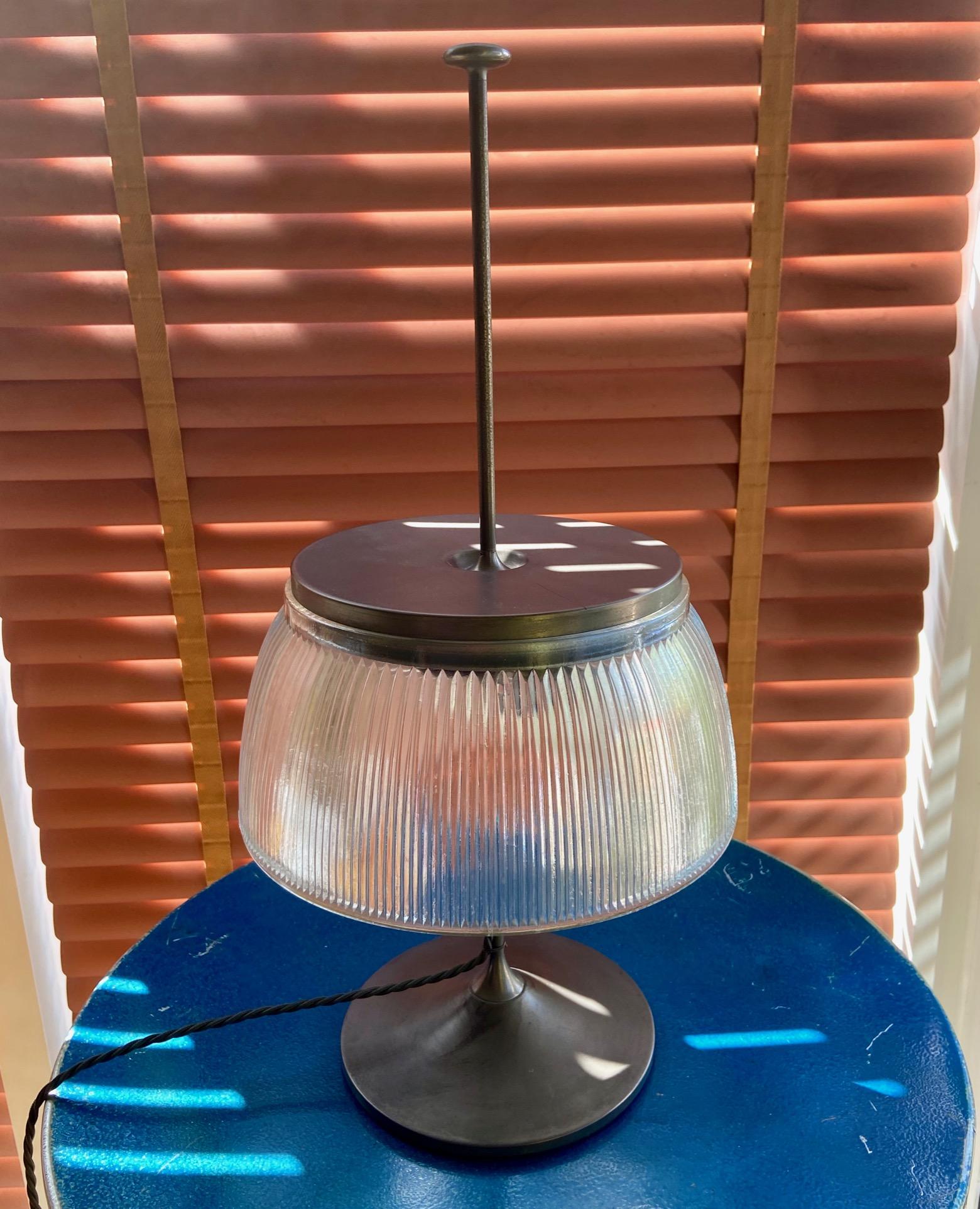 1960's Desk or Table Lamp, Metal and Glass, Attributed to Tito Agnoli for O-Luce 1