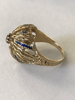 1960s Enamel and Ruby Bombe Ring 18 Karat