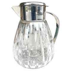 Antique A 1960s German crystal and silver plated lemonade jug with central ice tube