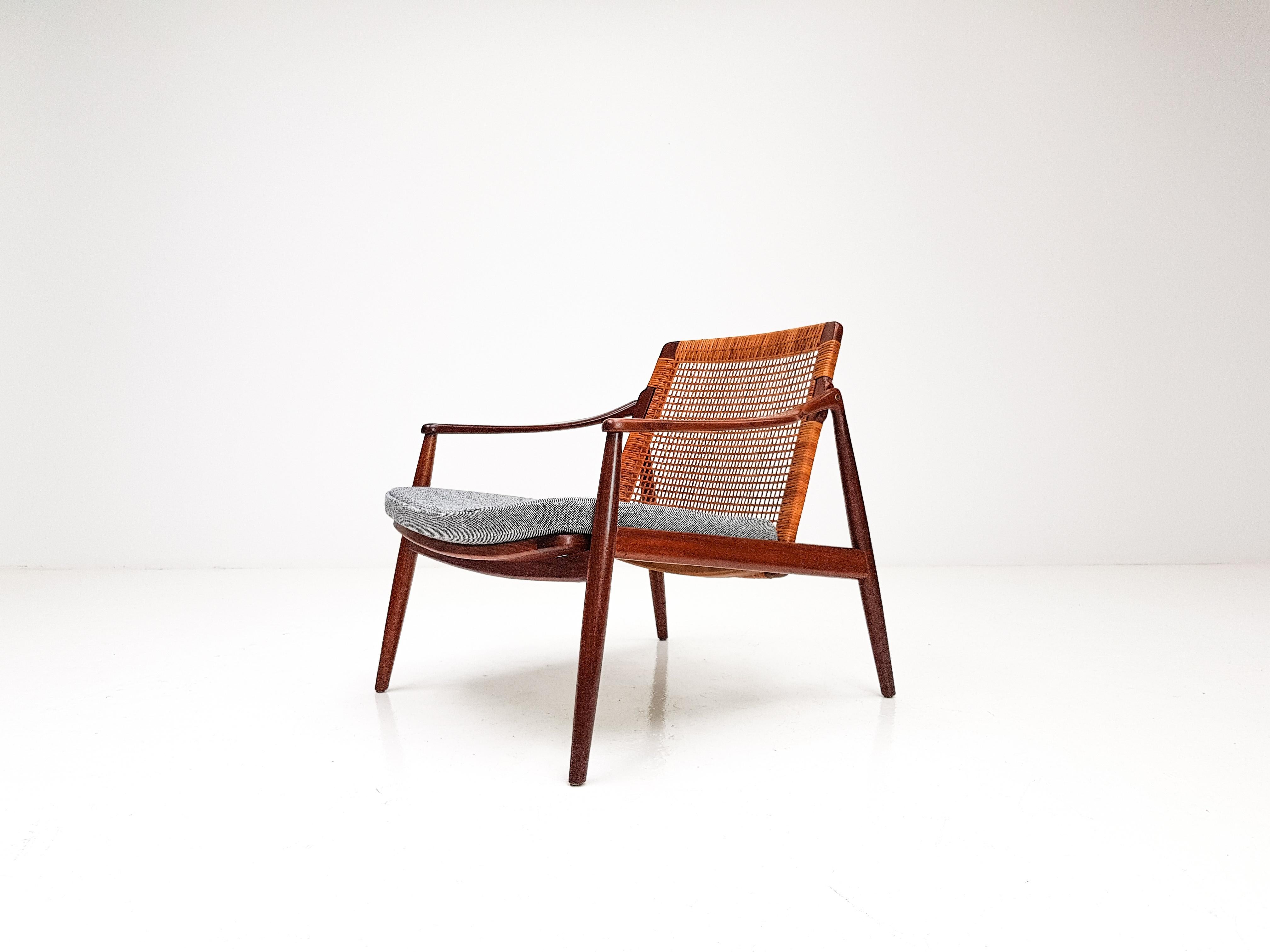 20th Century 1960s Hartmut Lohmeyer Teak Easy Chair in Cane for Wilkhahn, Germany