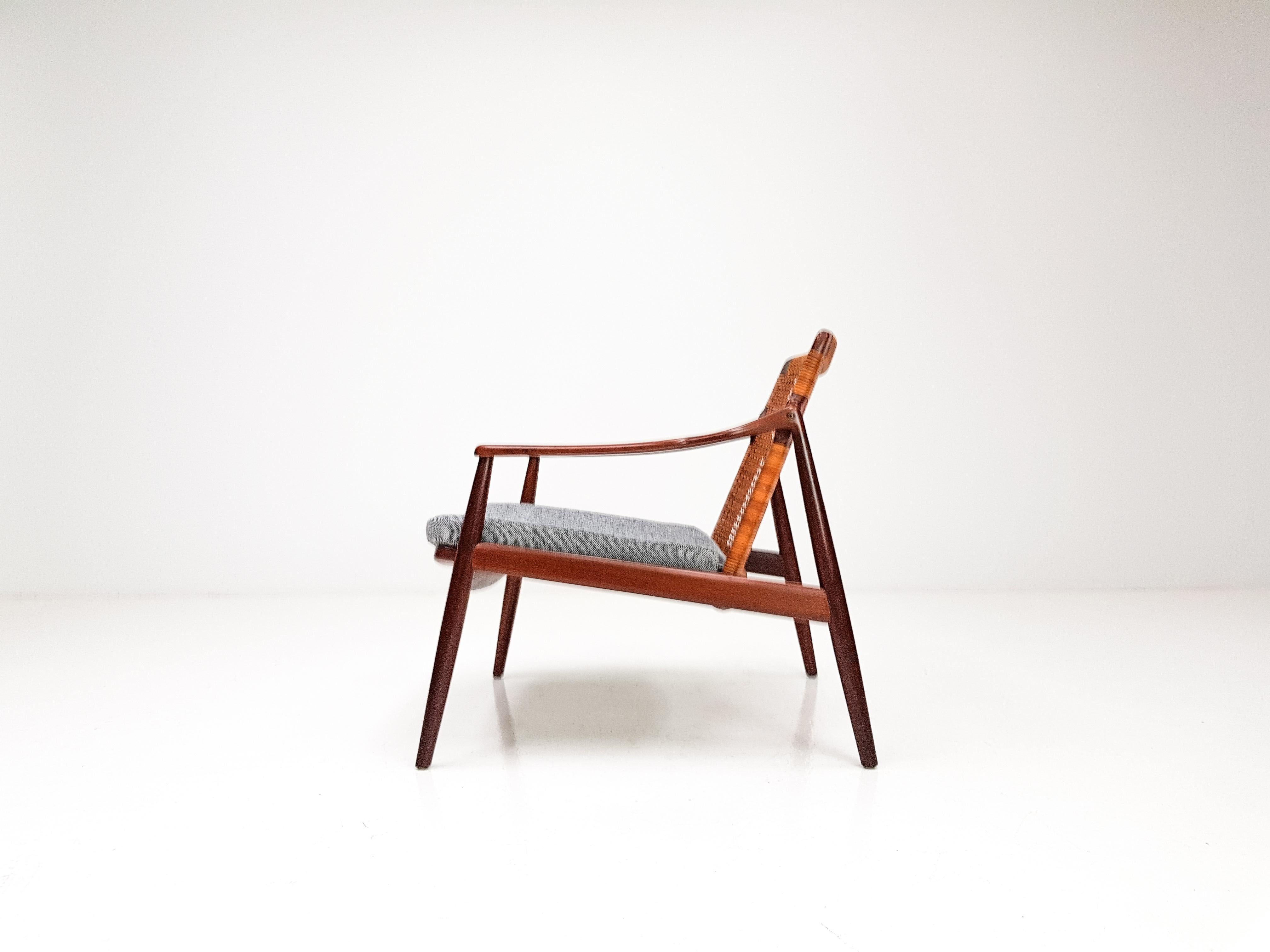 1960s Hartmut Lohmeyer Teak Easy Chair in Cane for Wilkhahn, Germany 1