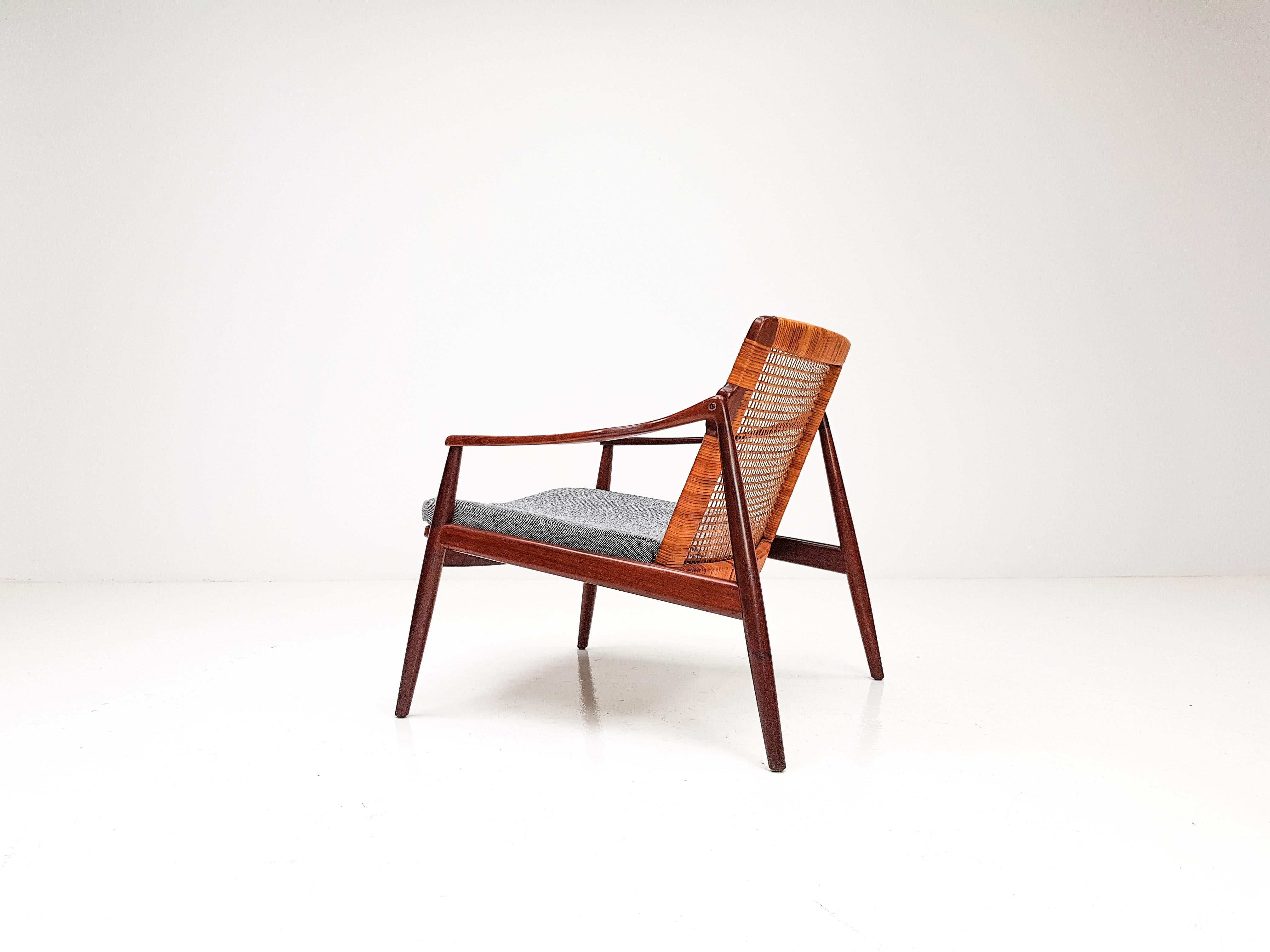 1960s Hartmut Lohmeyer Teak Easy Chair in Cane for Wilkhahn, Germany 2