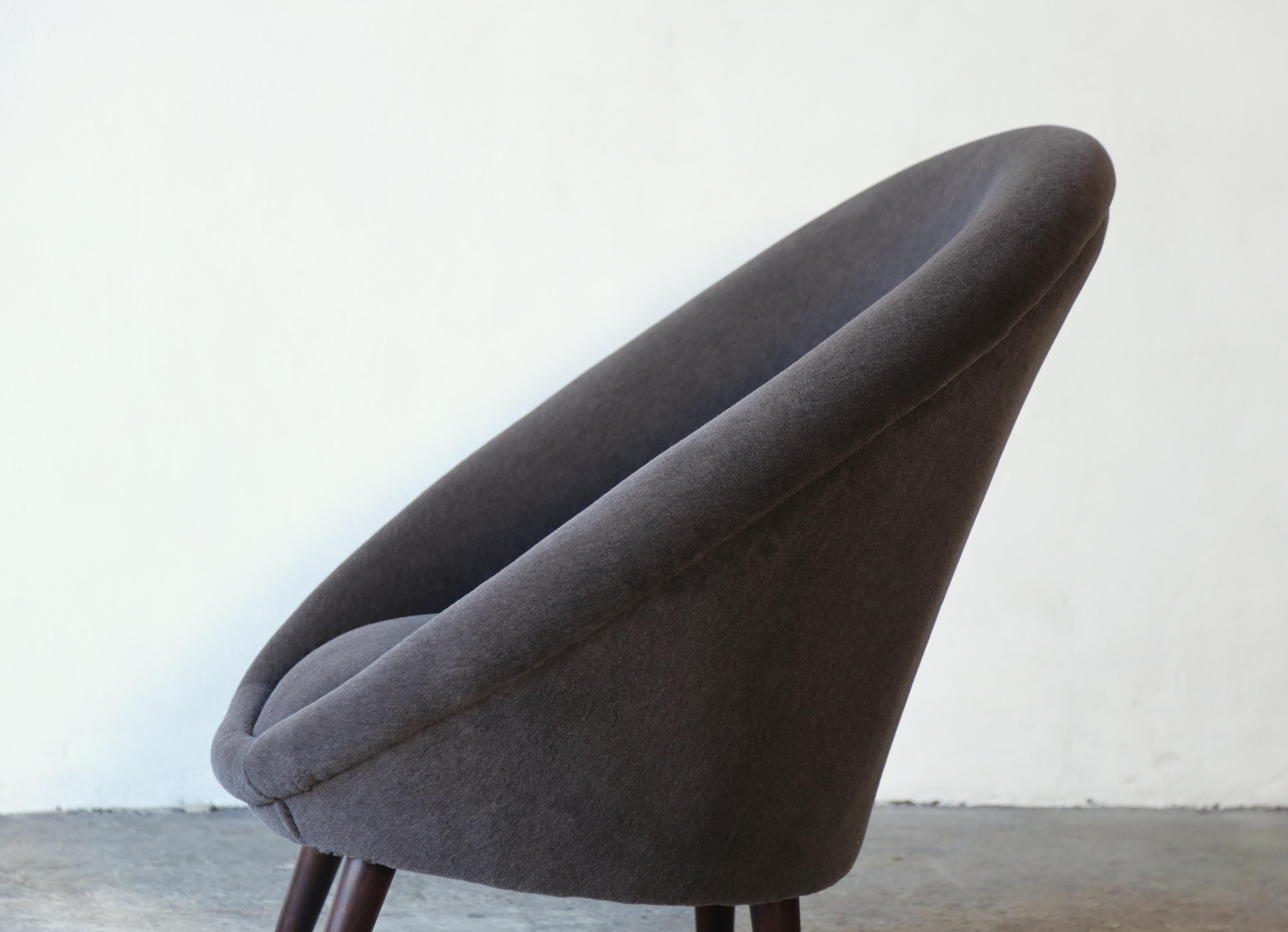 20th Century A 1960s Italian Egg Chair, Newly Upholstered in Alpaca