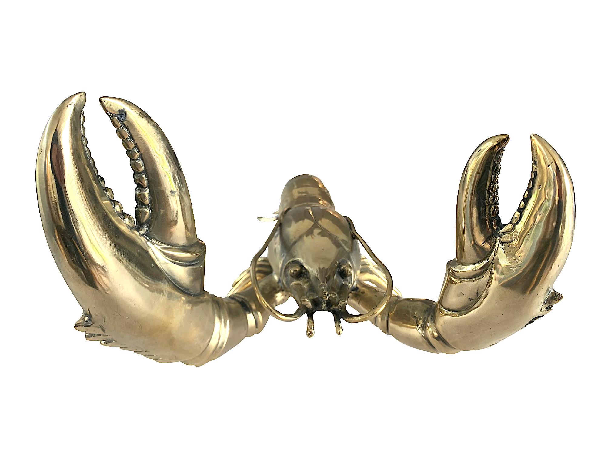 Mid-Century Modern 1960s Life-Size Solid Brass Lobster Sculpture with Exquisite Detail